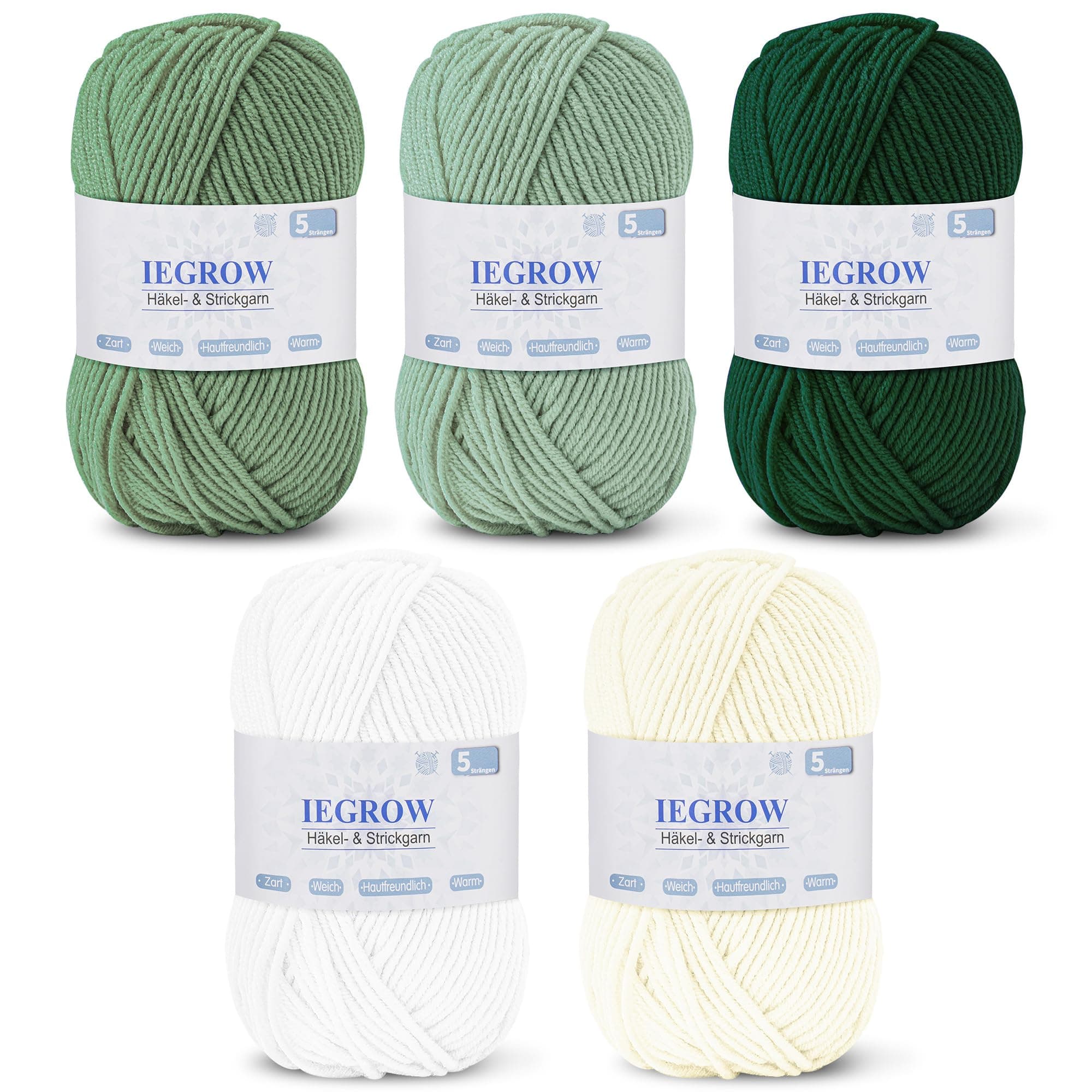 Häkelgarn 250g (50g x 5 Farben), Acryl Garn zum Stricken, Garn zum Häkeln und Stricken, Handstrickgarn-Sets, Wolle Zum Stricken，Glänzend und hautfreundlich Yarn Set Für 4-6 mm Häkelnadeln 02 5-01 Angebot bei HelloDeals