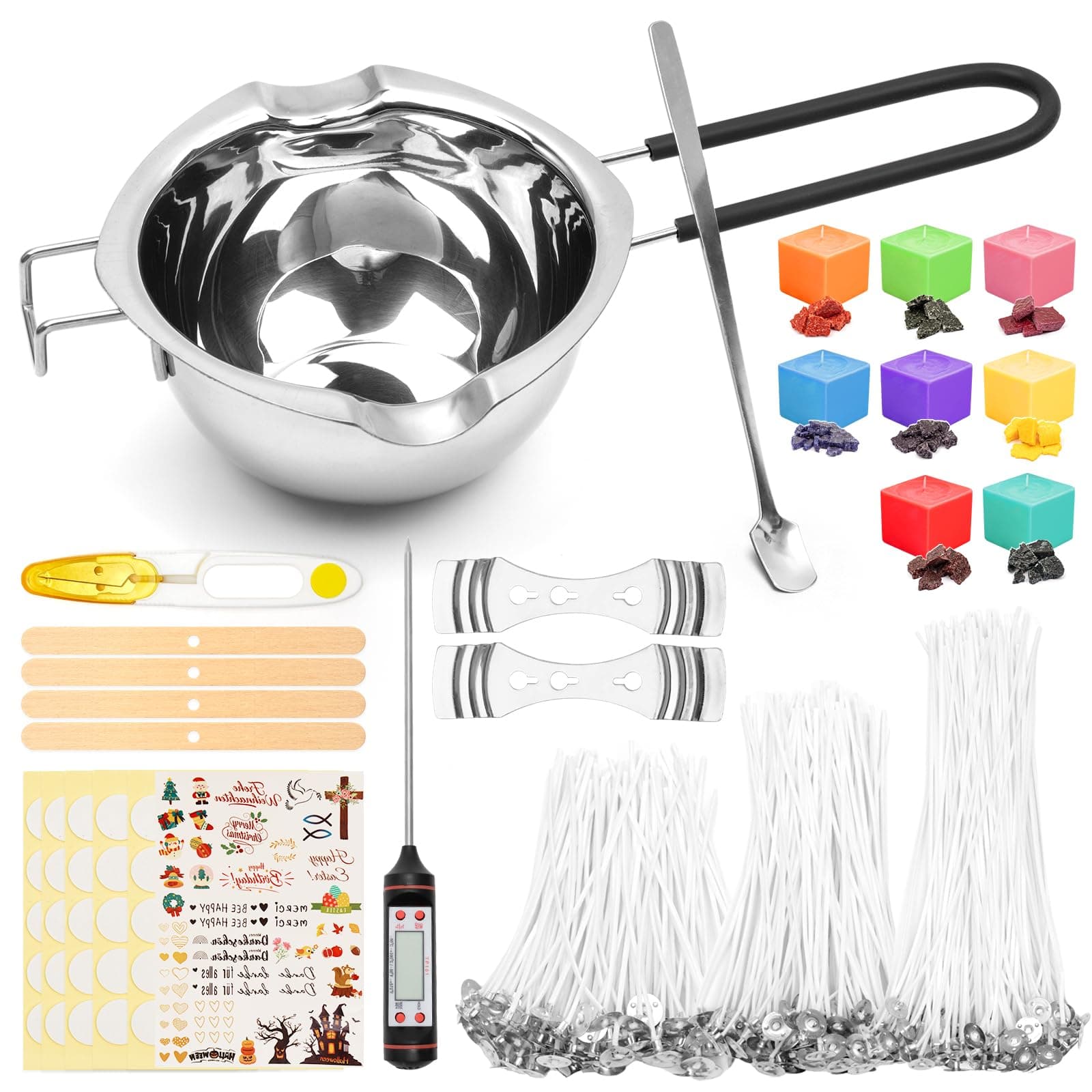 Kerzen Selber Machen Set Wachsschmelzer 600ml schmelztopf kerzenwachs und 100 Kerzendochte 8 Kerzenfarbe 1 Thermometer Candle Making Kit DIY Set bastelset Erwachsene 600ml-black Angebot bei HelloDeals