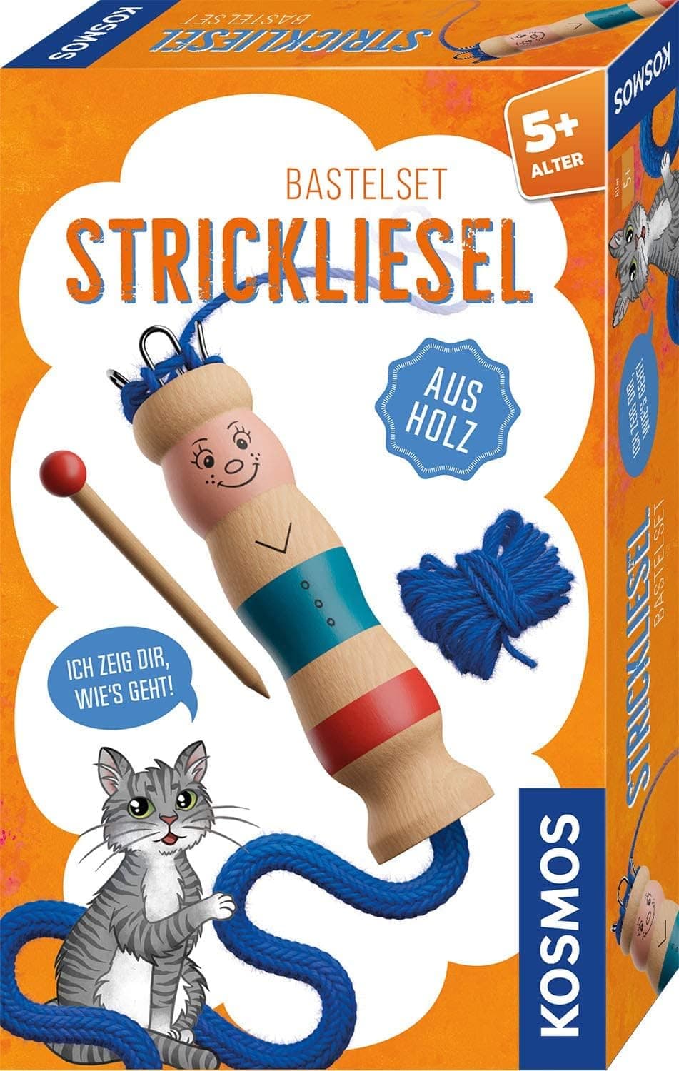 KOSMOS 712600 Strickliesel, aus Holz, Komplett-Set, Leichter Einstieg ins Stricken Lernen, für Kinder ab 5 Jahre, Bastel-Set mit Strick-Nadel und Wolle, Handarbeiten, DIY Angebot bei HelloDeals