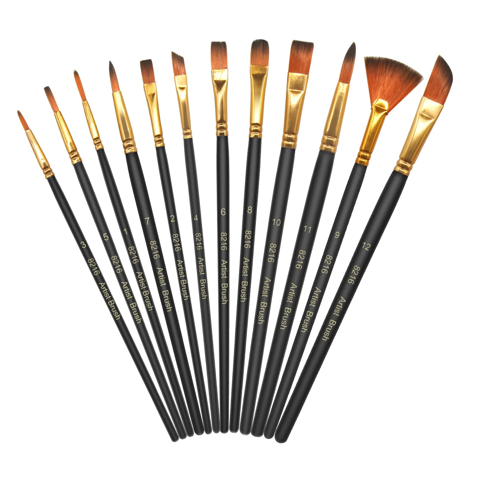 12 Stück Set,Nylonpinselset Acrylfarben Kunstpinsel, Feiner Pinsel,Stifte mit Glatter Spitze, Korpus aus Holz,Geeignet für Acrylfarben,Aquarelle,Öle und Gouache, Schwarz Angebot bei HelloDeals