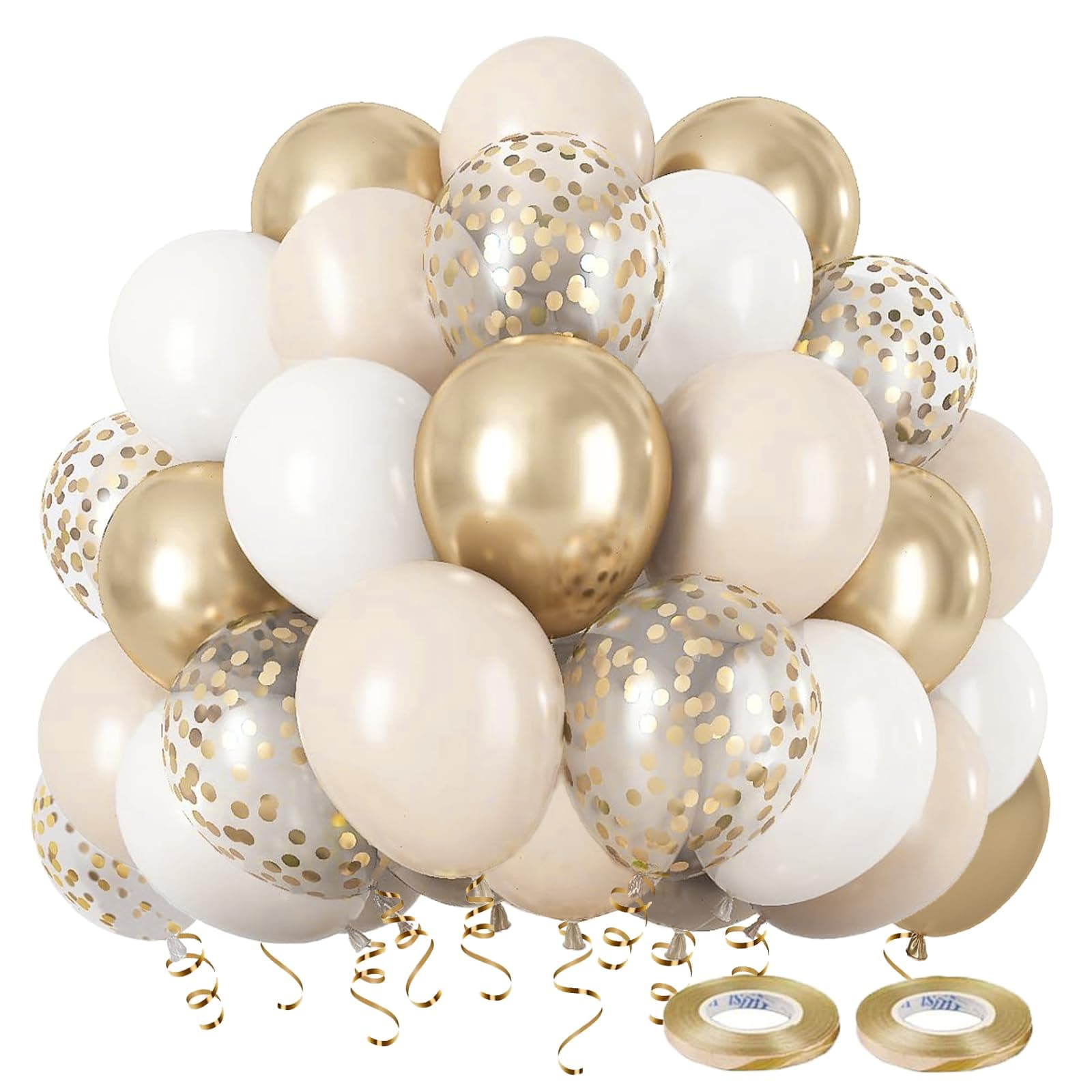 Luftballons Beige Gold, 60 Stück Luftballons Hochzeit mit Luftballons Weiß Metallic Champagner Gold Helium Ballons Nude Ballons für Hochzeit Boho Geburtstag Party Dekoration, Baby Shower, Babyparty Angebot bei HelloDeals