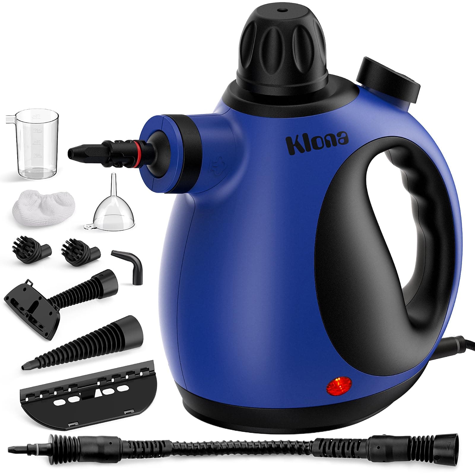 KLONA Handdampfreiniger, Dampfreiniger für Zuhause, Mehrzweck-Dampfreiniger mit 10 Zubehörteilen für Teppiche, Vorhänge, Sofas, Küche, Badezimmer und mehr Marineblau Angebot bei HelloDeals