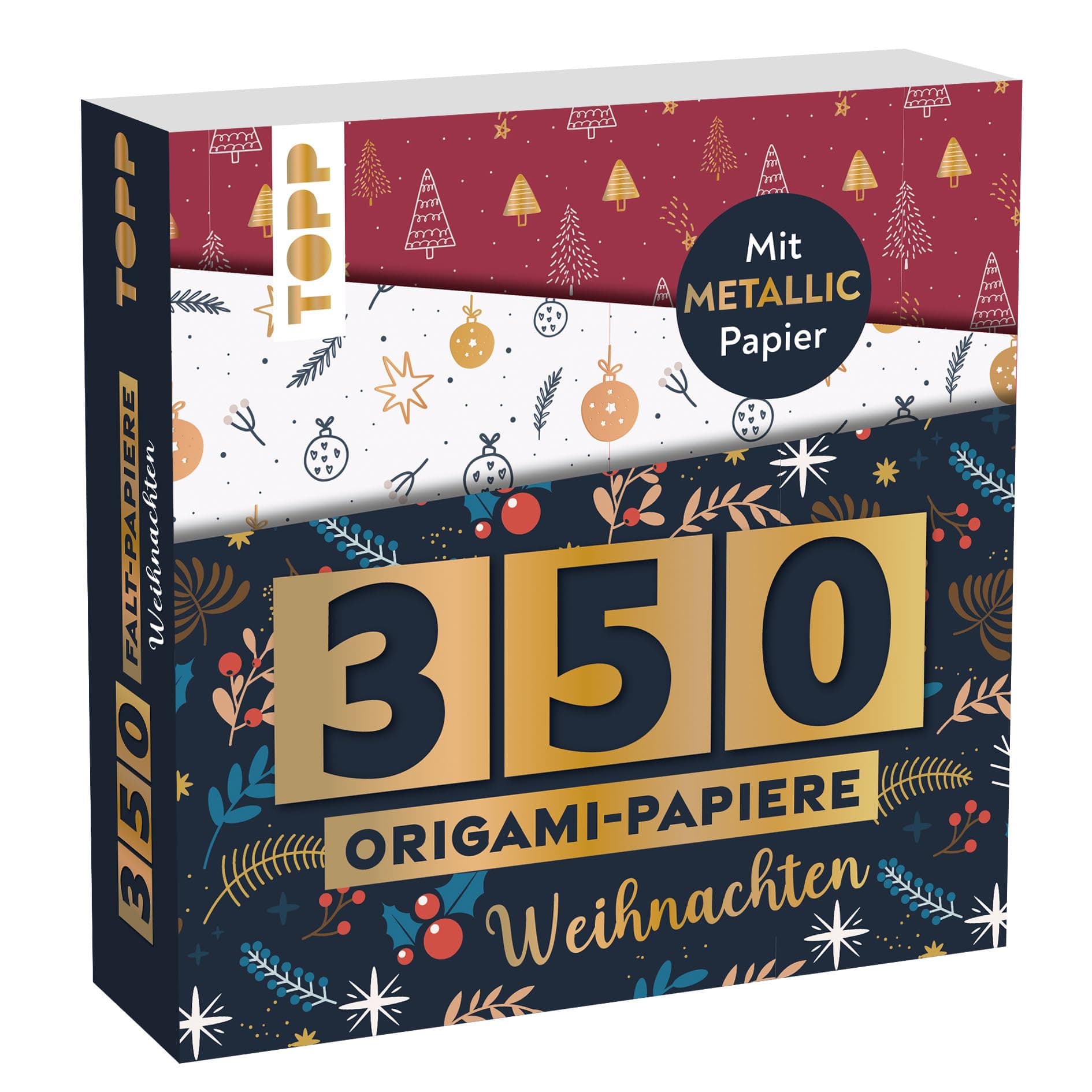 350 Origami-Papiere - Weihnachten: 350 Falt-Papiere (14 x14 cm, 80 g/m²), in 25 Designs, davon 50 Papiere mit Metallic-Folie, 20 Seiten Origami-Grundkurs, Softcover (Origami Blöcke / Faltblätter) Angebot bei HelloDeals