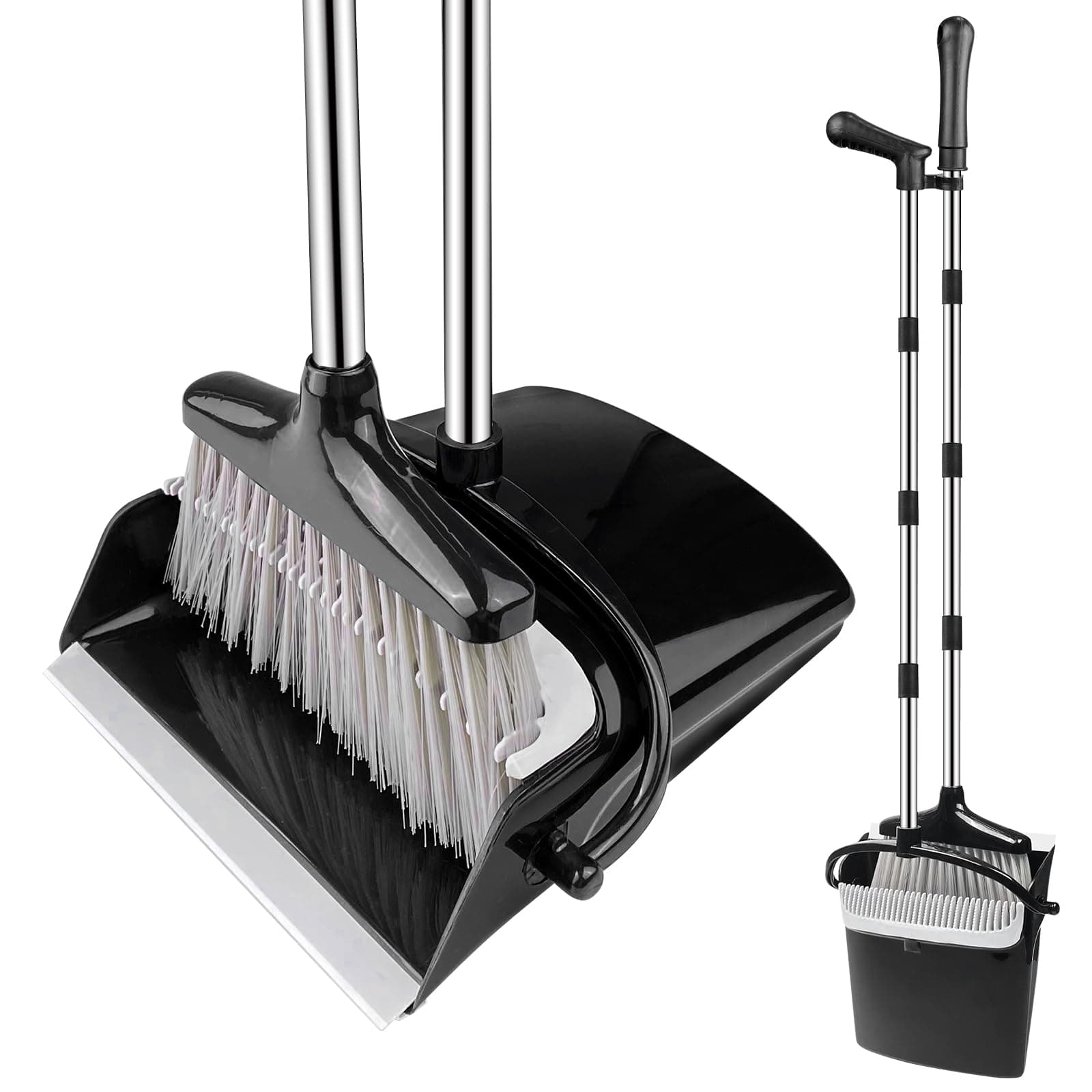 Besen und Kehrschaufel Set, Aufrechter Kehrmaschine und Kehrschaufel Combo, Kehrgarnitur Mit Kamm, Kehrset Classic, Klappbarer Kehrschaufel, für Vorzelt, Haus, Büro, Lobby, Terrasse Angebot bei HelloDeals