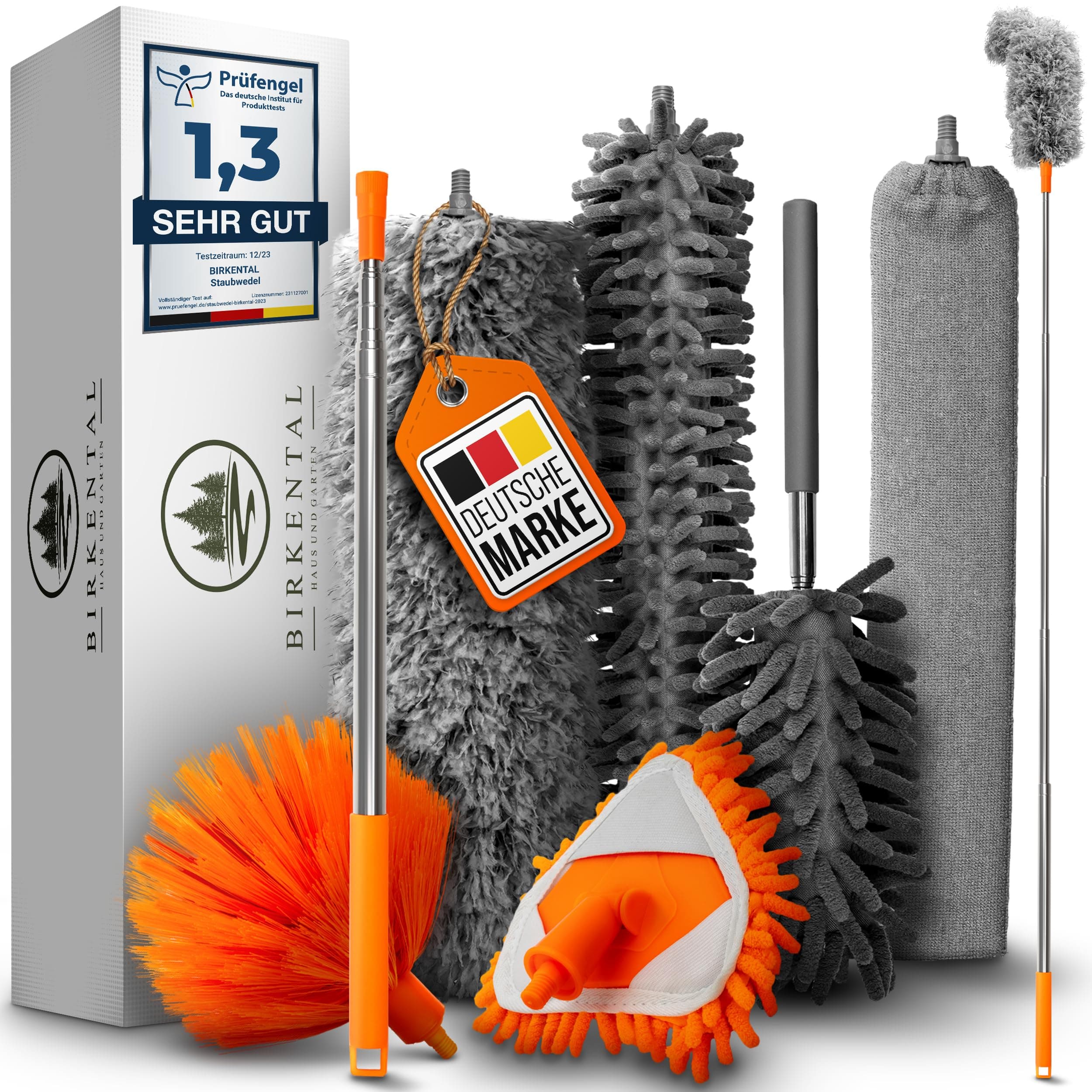 Staubwedel Teleskop lang [TESTSIEGER] im 7 teiligen Set, bis 2,50m ausziehbar und waschbar, Staubwischer, Mikrofasern Staubmagnet Magic Duster, Staubfänger Haushalt und Gewerbe Angebot bei HelloDeals