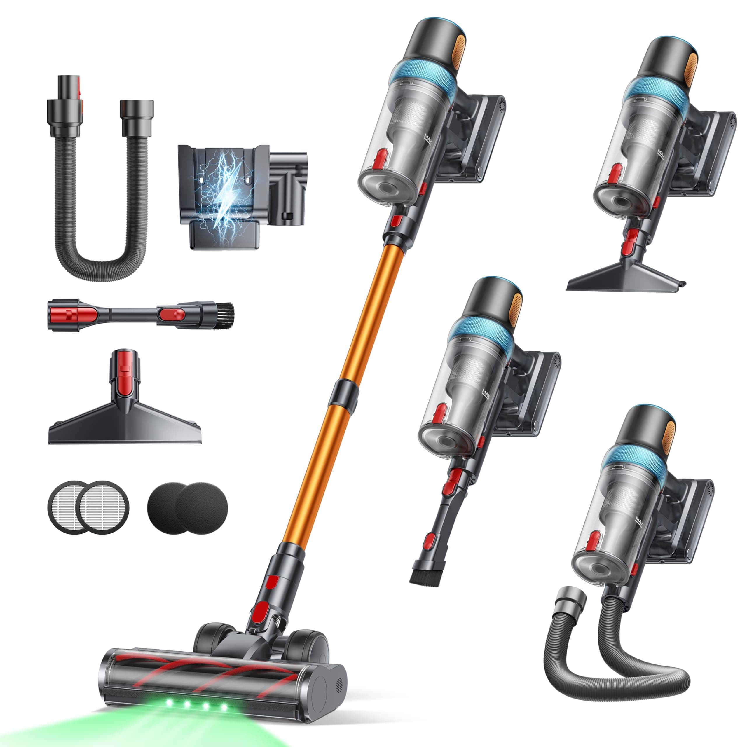 Akku Staubsauger 50KPA/600W/65Min,Selbststehender Staubsauger Kabellos mit 1M Ausziehbarer Schlauch,Wandladestation,Automatikmodus,Anti-Tangle-Bürste,Mehrstufige Filtration für Teppiche/Hartböden/Auto Angebot bei HelloDeals
