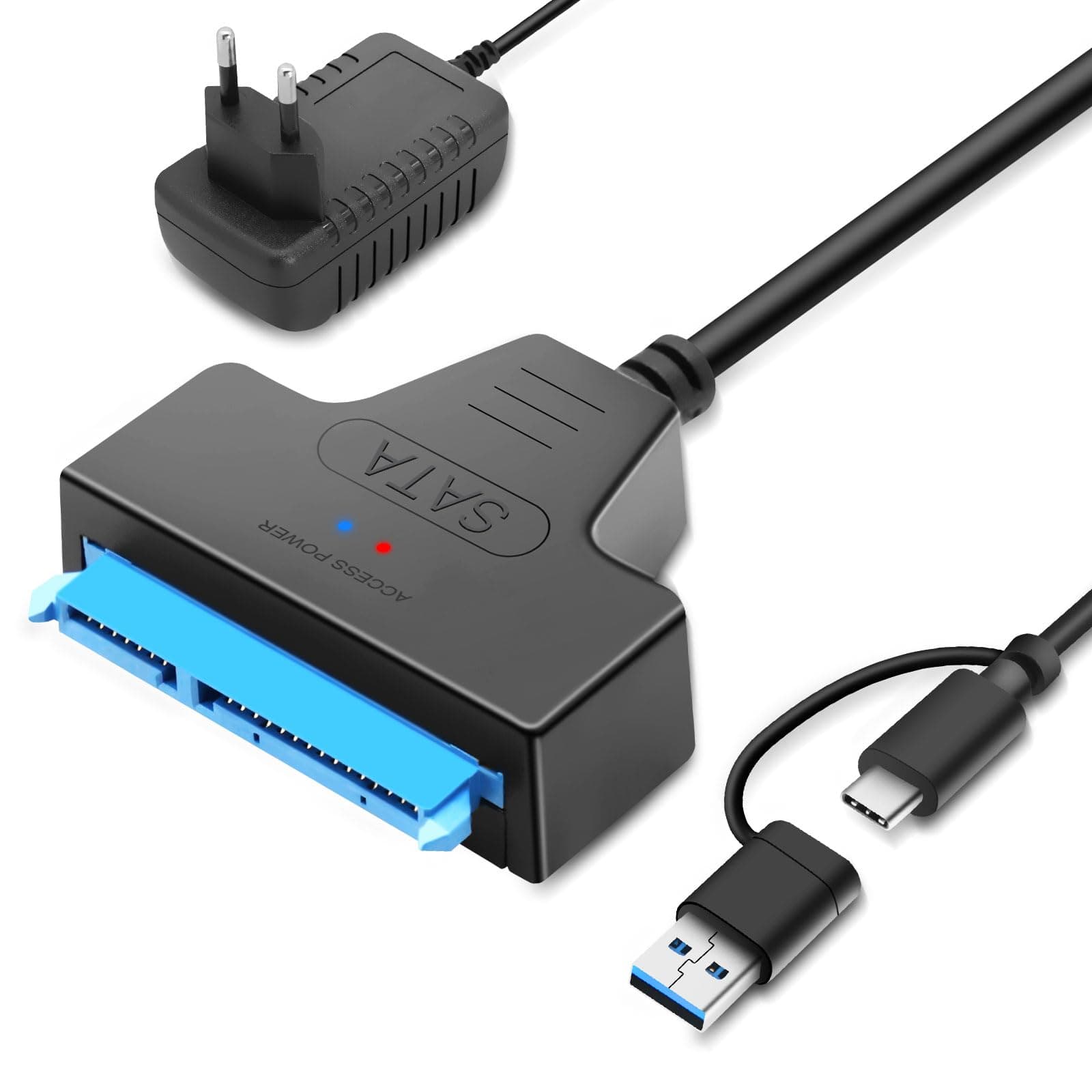 SATA USB Adapter, für Externen und Internen Festplatten 2,5 & 3,5 SSD/HDD SATA to USB Adapter Mit 12V 2A Netzteil Kompatibel mit Windows, Mac und Linux Angebot bei HelloDeals