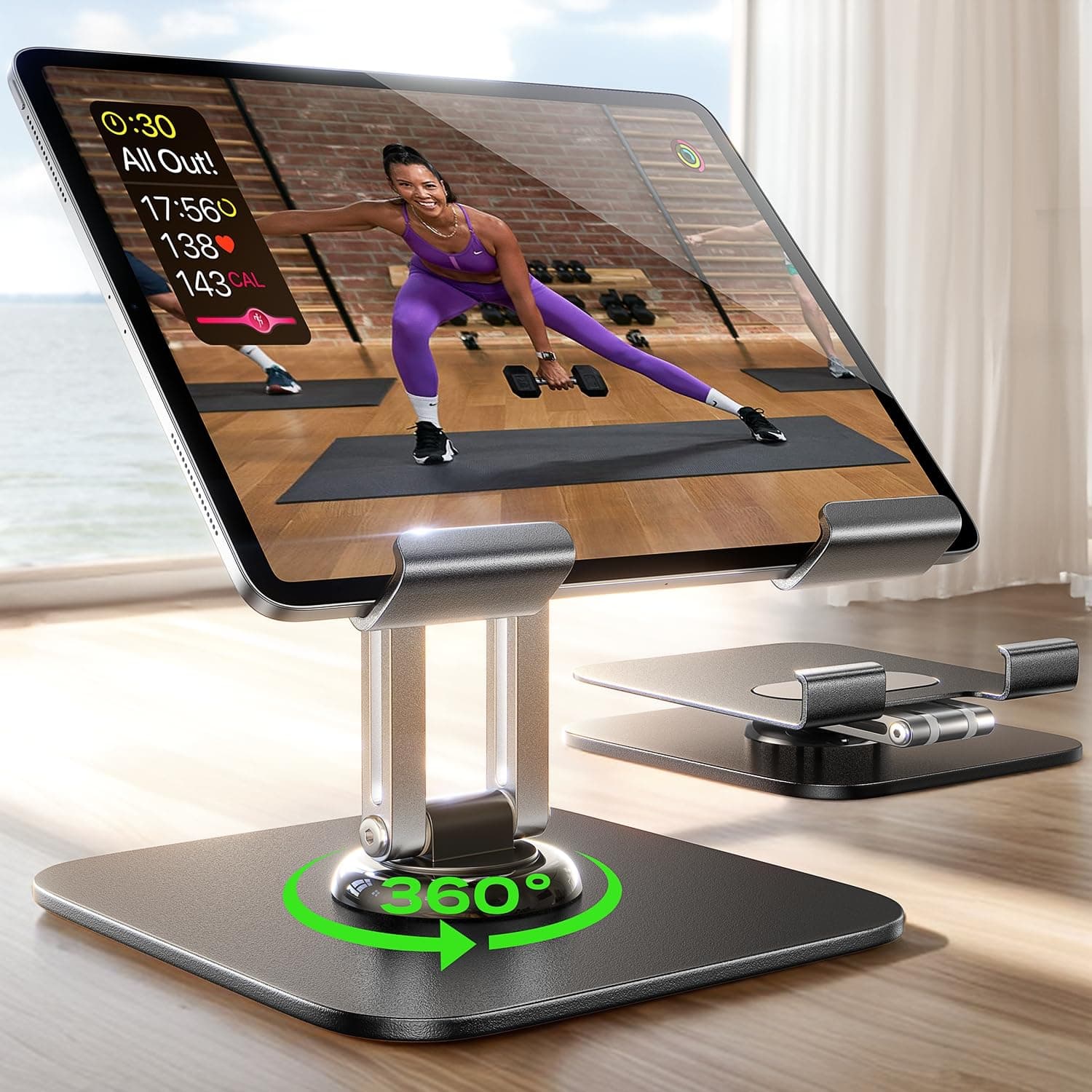 LISEN Tablet Ständer für iPad Pro Air, Verstellbarer Tablet Halterung Tisch Handyhalterung Büro Gadgets Zubehör Super Stabil Universal Schreibtisch Zubehör für Tablet iPad Samsung und Alle Geräte Black Angebot bei HelloDeals