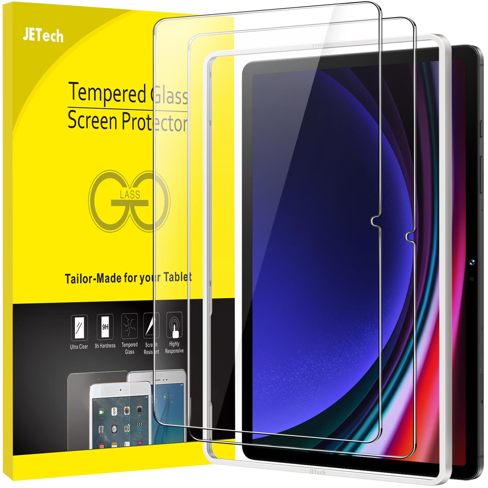 JETech Schutzfolie für Samsung Galaxy Tab S9 11 Zoll und Galaxy Tab S10 Lite / S10 FE / S9 FE 10,9 Zoll, mit Einfaches Installationswerkzeug, Panzer Schutz Glas Displayschutz, HD Klar, 2 Stück Angebot bei HelloDeals