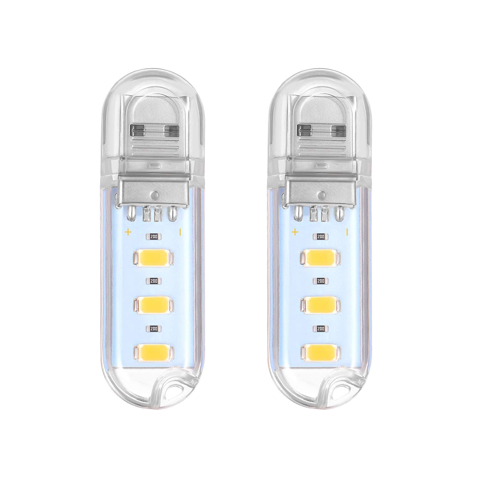 LEDMOMO 2PCS mini bewegliches helles 3 LED-Nachtlicht USB-Lampe , Polykarbonat (warmes Weiß) Angebot bei HelloDeals