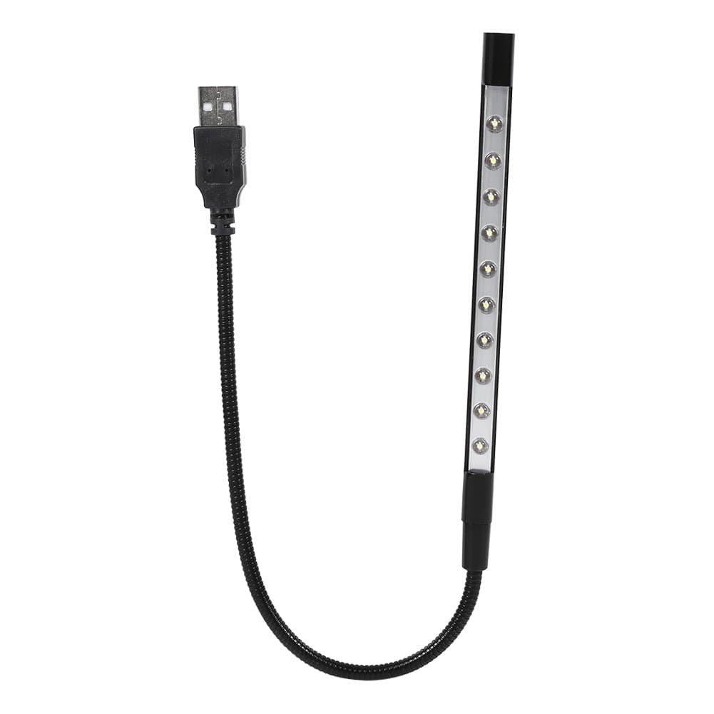 USB Tastatur Und Leseleuchte, 10 LED Mini Leuchten, Schwanenhals, Flexible Laptop Lampen, USB betrieben, Tragbar, Für Schreibtische/Bücher/Nachttische/Tastaturen/Arbeitsplatten(Schwarz) Angebot bei HelloDeals
