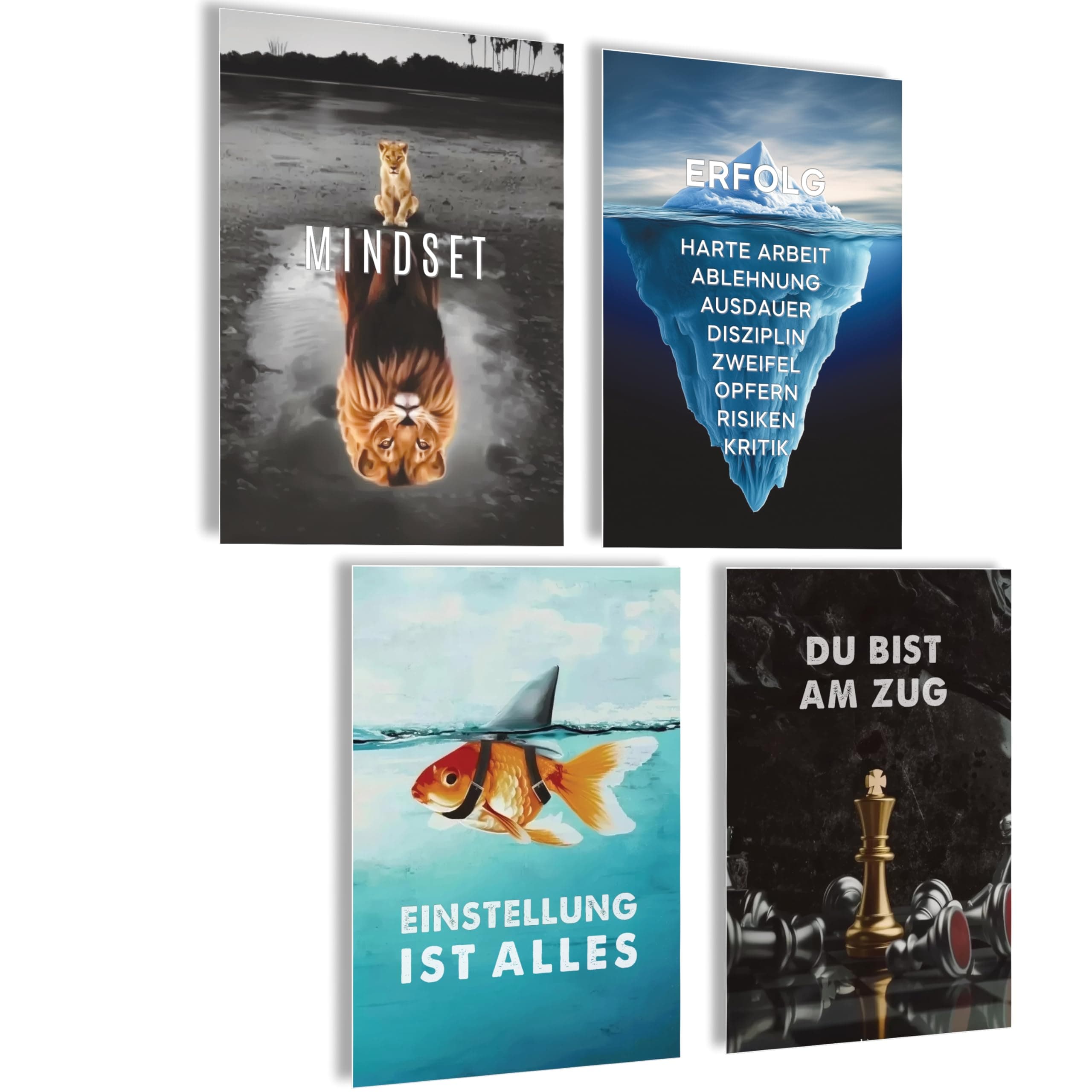 Motivation Poster Motivationsbilder Bilder Büro Bilder Poster Aesthetic Fitness Growth Mindset Gym Deko Büro Dekoration Badezimmer Küche - Mindset is Everything Posterset 4x A4 (21x30cm) | ohne Rahmen Mindset Everything Angebot bei HelloDeals