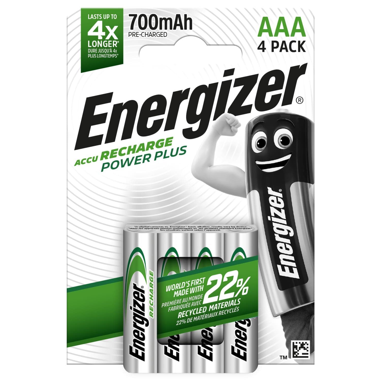 Energizer Recharge Power Plus - AAA Akkus (4 Stück) -700 mAh NiMH Batterien - Bis zu 5 Jahre nutzbare Batterielebensdauer - Bis zu 1000 mal wiederaufladbar - 100% plastikfreie Recycelbar Verpackung Angebot bei HelloDeals
