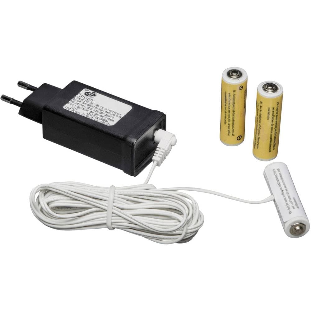 Konstsmide Netzadapter für Batterieartikel mit 3 x AA 1.5V Batterien, 4.5V, weißes Kabel - 5163-000, Schwarz 3x AA Angebot bei HelloDeals