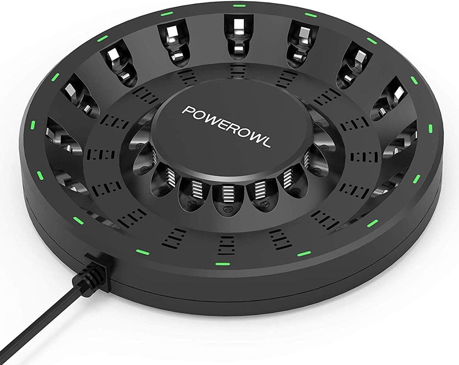Powerowl Batterieladegerät 16 Slot Ladegerät für AA/AAA Akkus Wiederaufladbare NIMH NICD-Batterien EU Spezifikationen und Mehr Hochgeschwindigkeits Ladung mit Intelligenter LED-Leuchte 16 slots Angebot bei HelloDeals