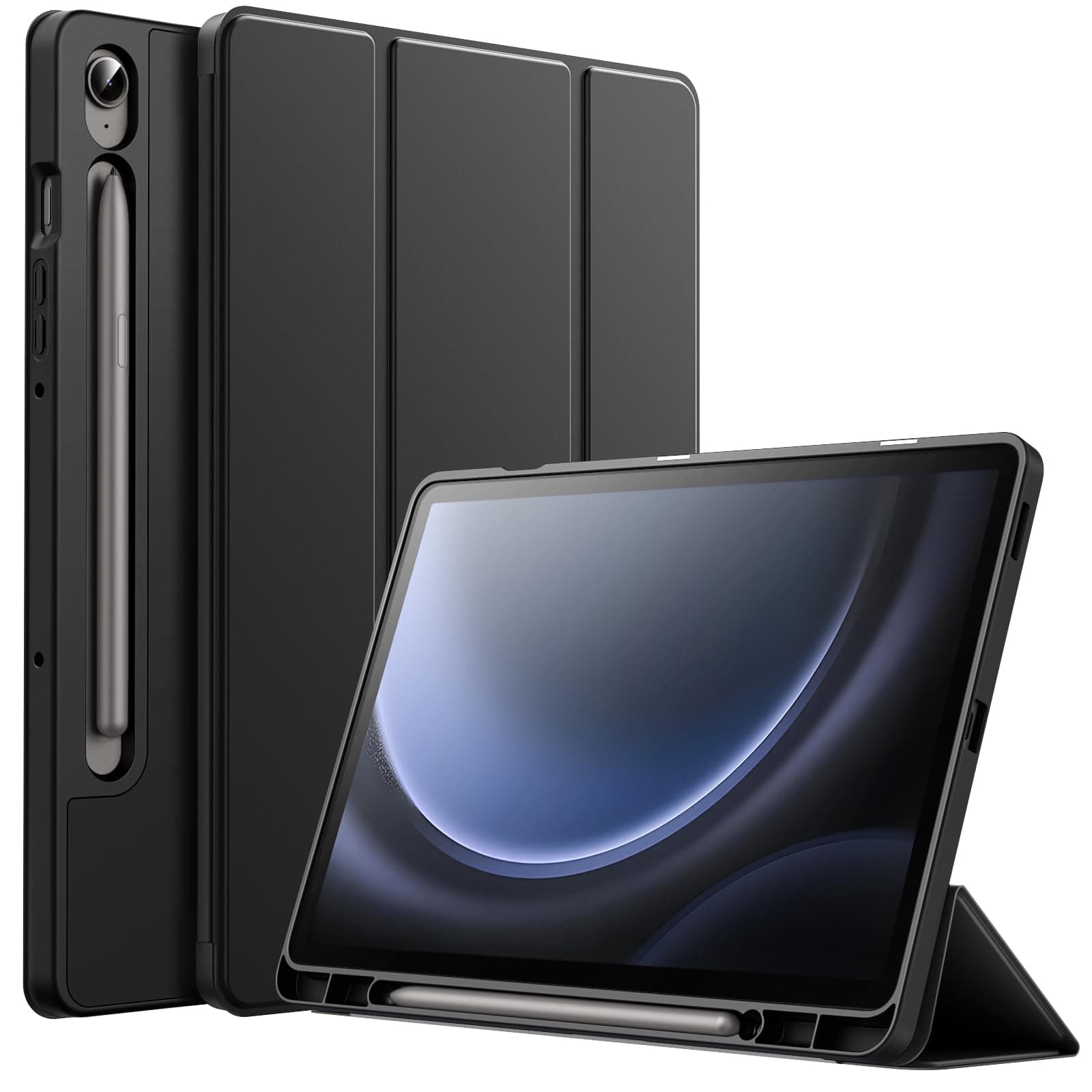 JETech Hülle für Samsung Galaxy Tab S10 Lite / S10 FE / S9 FE 10,9 Zoll mit S Pen Halter, Weiche TPU Tri-Fold Ständer Tablet Schutzhülle (Schwarz) Angebot bei HelloDeals