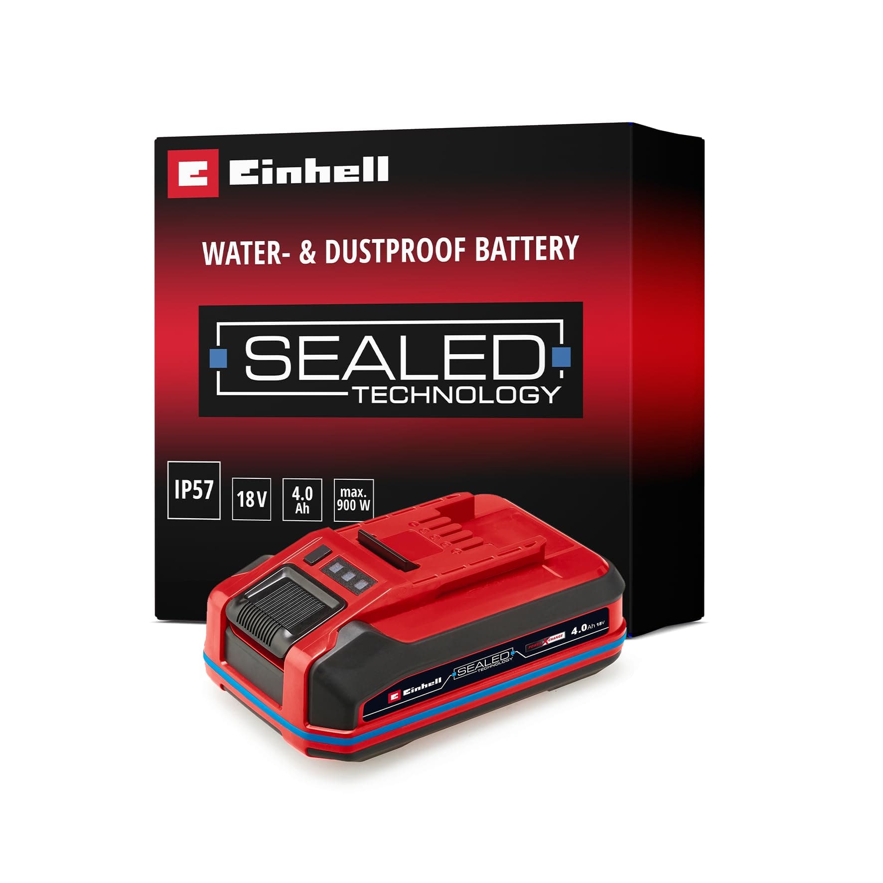 Original Einhell 18V 4,0 Ah SEALED Power X-Change PLUS (18 V Akku, wasser- & staubgeschützt, Schutzklasse IP57, universell verwendbar für alle PXC-Geräte, ohne Ladegerät) 18V 4,0 Ah SEALED Akku ohne Wandhalterung Angebot bei HelloDeals