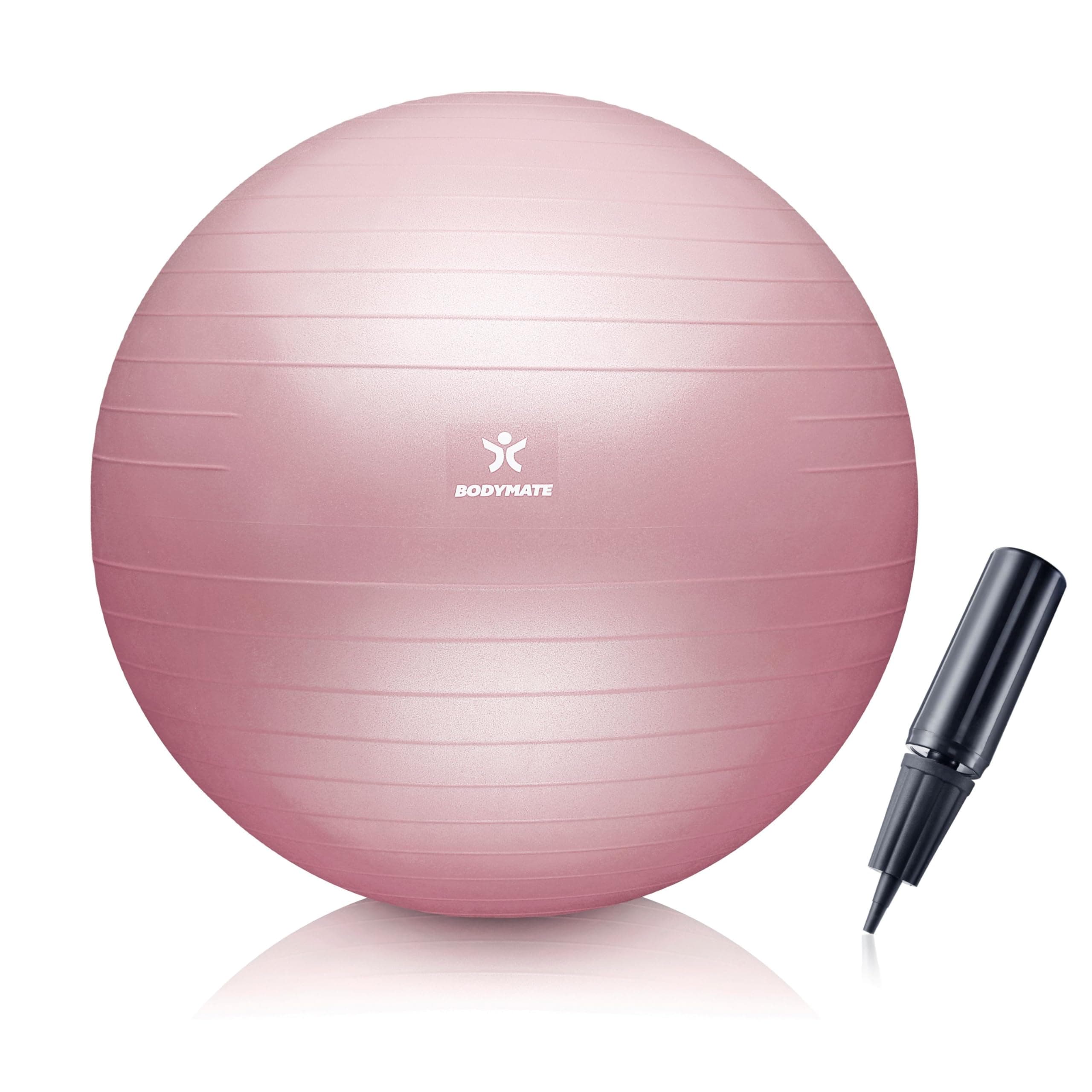 BODYMATE Gymnastikball Sitzball Trainingsball mit GRATIS E-Book inkl. Luft-Pumpe, Ball für Fitness, Yoga, Gymnastik, Core Training, für starken Rücken als Büro-Stuhl Rose 65 cm (für Körpergröße 155-175cm) Angebot bei HelloDeals