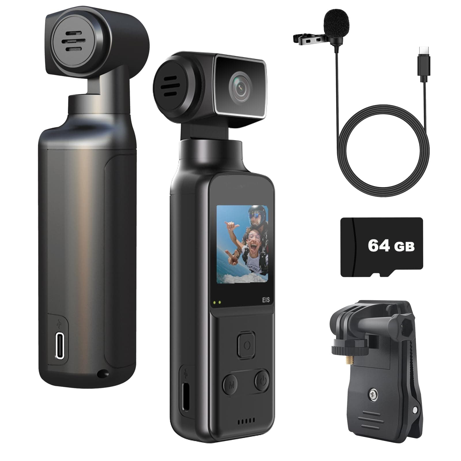 ydi 4K Körperkamera Bodycam Vlog Kamera mit 270° Gedrehtes Objektiv, Externes Mikrofon, 64GB Karte, Pocket Action Cam für Sport im Freien, Fahrrad, Reisen, Polizei, Zivilisten Angebot bei HelloDeals