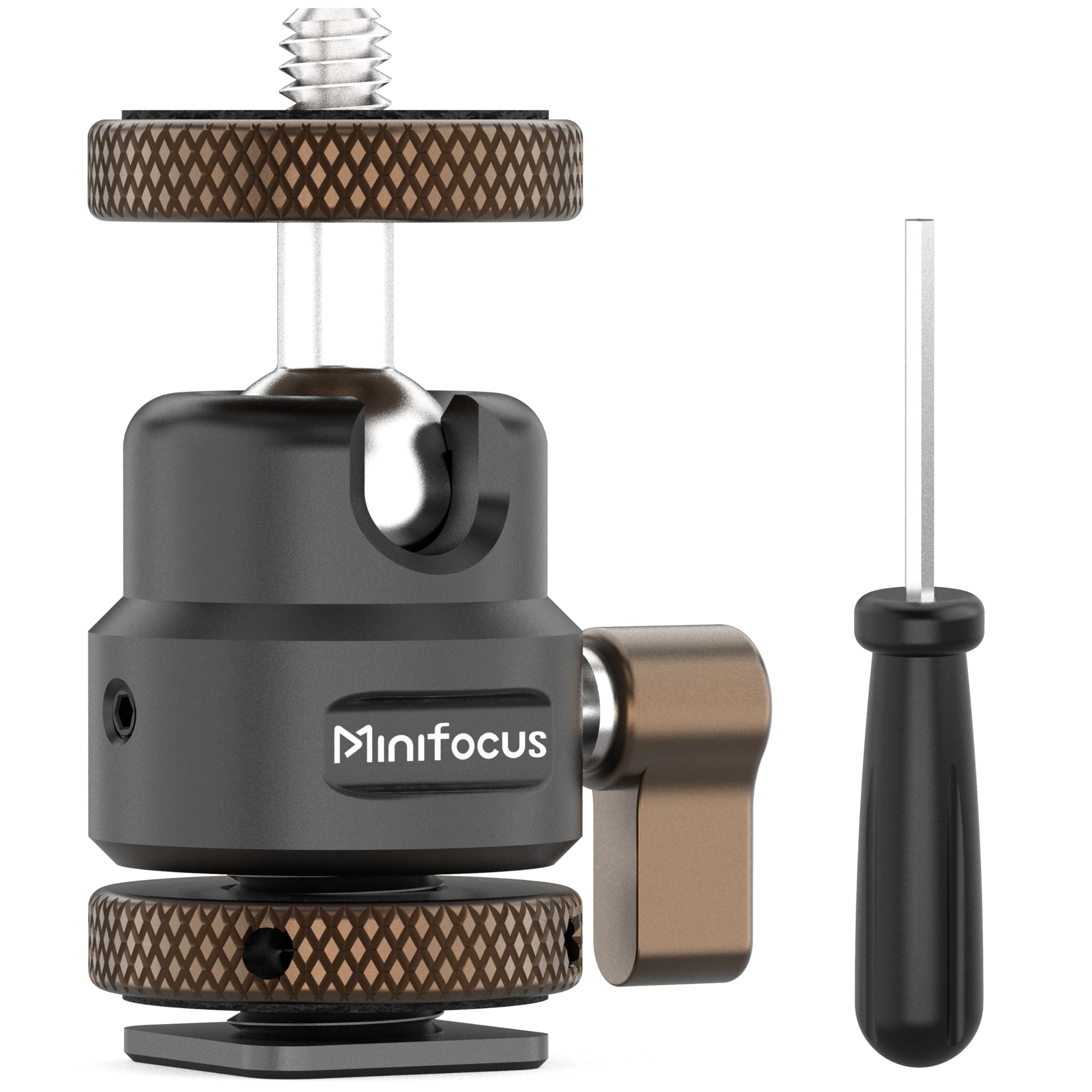 MINIFOCUS Mini-Kugelkopf, Metall-Stativkopf mit 1/4"-Blitzschuhadapter, 360°-Schwenk-Kugelköpfe für Kamera, Camcorder, Handyhalterung, maximale Belastung 5 kg Angebot bei HelloDeals