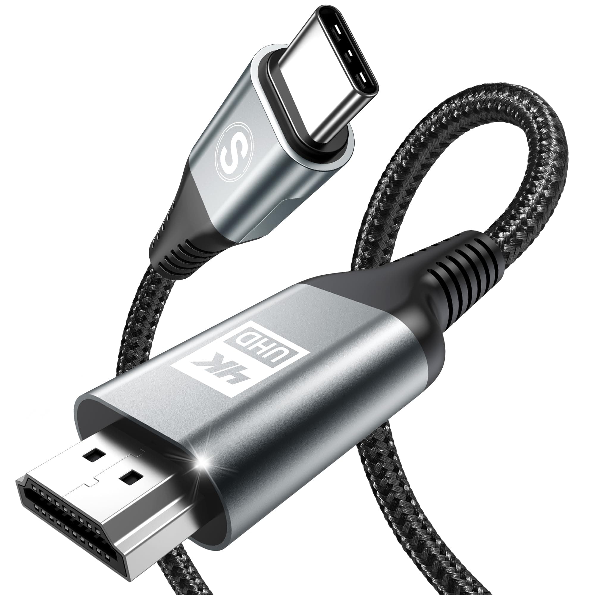 USB C auf HDMI Kabel 2M (4K@60Hz), USB Typ C zu HDMII 4K UHD Kabel Thunderbolt 3/4 Adapter Kompatibel für i Phone 17 16 15 Pro Max,MacBookPro/Air,iMac,iPad,Samsung S25 S24 zu S8,Surface,Dell,HP 2M Grau Angebot bei HelloDeals