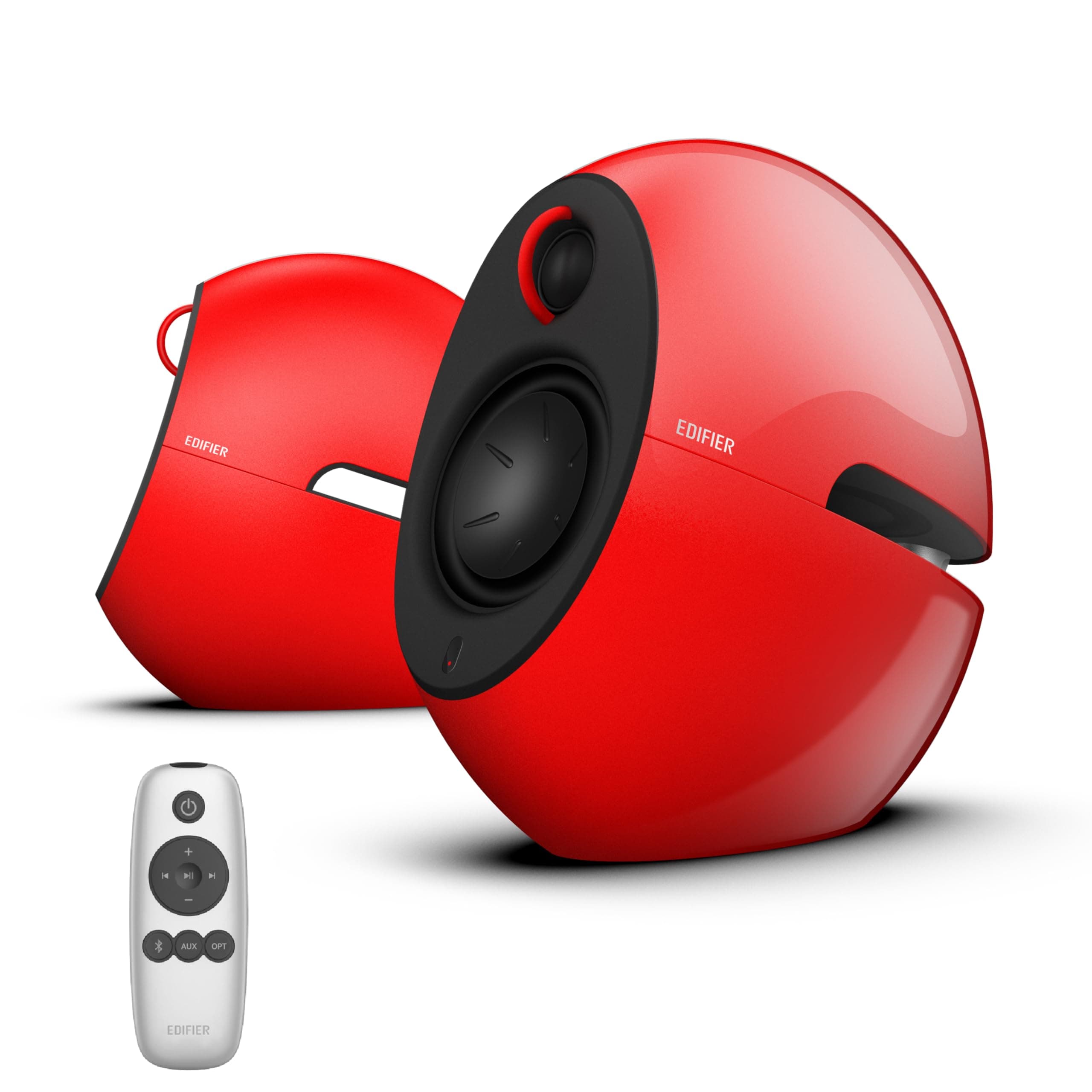 Edifier E25HD Bluetooth Lautsprecher-Set – 74 Watt – Hervorragende Soundqualität mit Bassreflexmembran – LDAC-Technologie – Bluetooth 5.3 – Elegantes Design – Optische + Aux-Anschlüsse – Rot rot glänzend Angebot bei HelloDeals