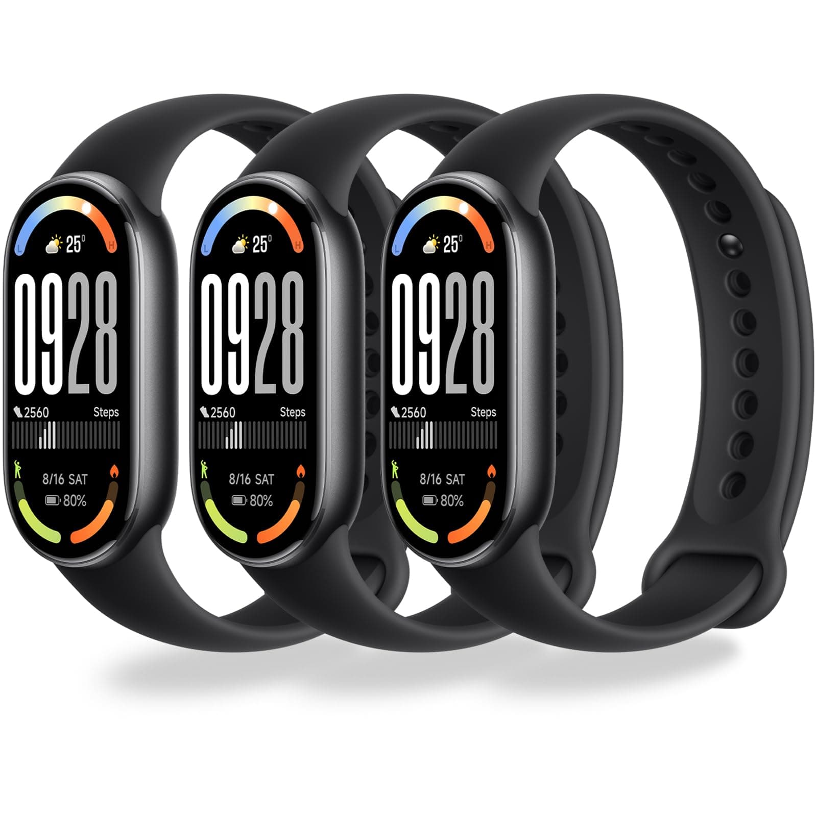 3-10 Stück Ersatzarmbänder Kompatibel mit Xiaomi Smart Band 10/9/8, Farbenfrohe Sportliche Armbänder, mit Metallgelenk, Weich und Atmungsaktiv, Schnellverschluss Original-Stil (TPU) 3PCS (Schwarz) Angebot bei HelloDeals