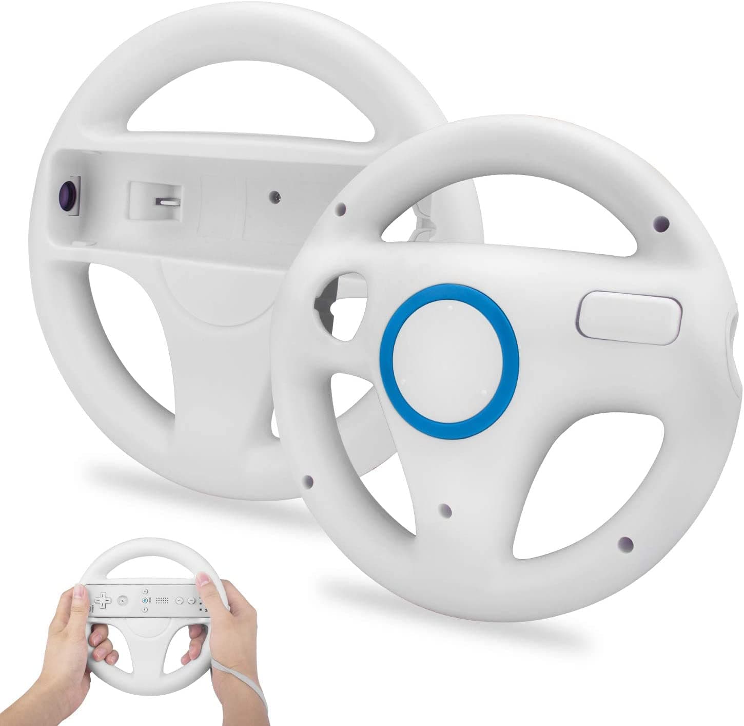 TechKen 2 Stück Rennlenkräder für Wii Fernbedienung Kompatibel mit Wii Kart, Rennräder für Wii Controller Kunststoff für Wii Racing Spiele Weiß Angebot bei HelloDeals