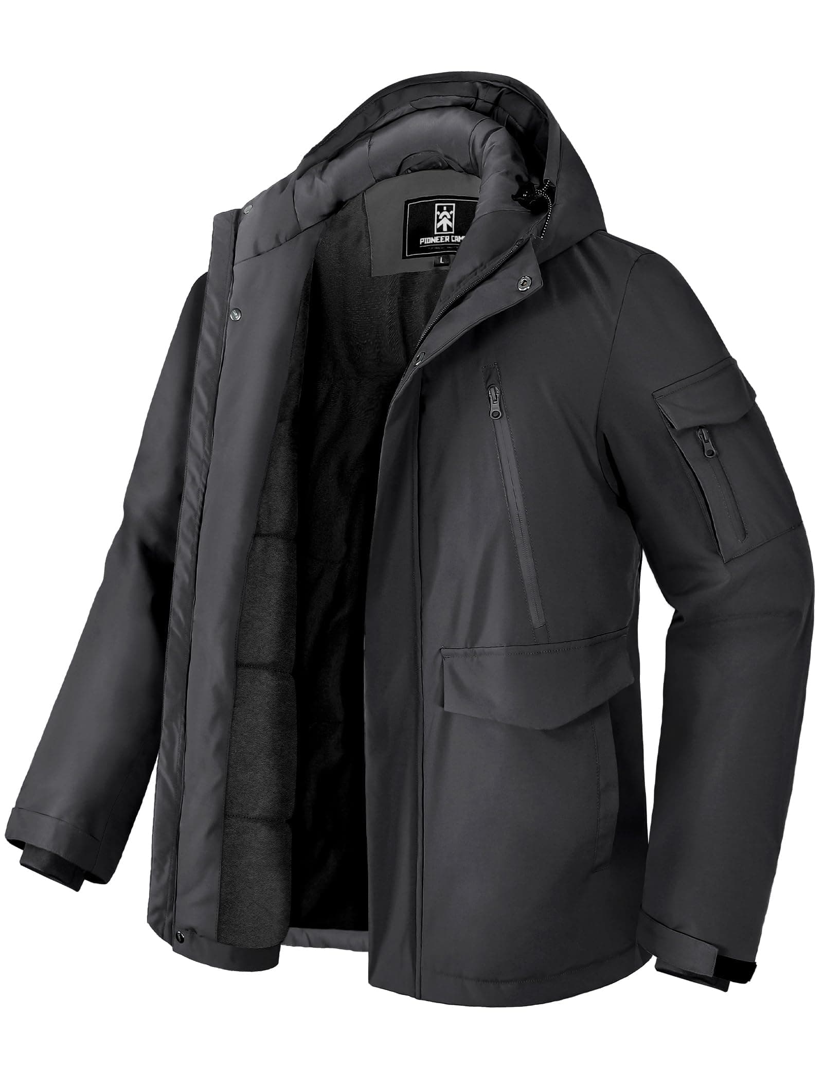 Pioneer Camp Herren Winter Jacke Wasserdicht Warm Fleece Gefüttert Winddicht Herren Parka Mit 9 Taschen Männer Outdoor Coat Jacket Hooded (S-XXL) XL Scharz Angebot bei HelloDeals