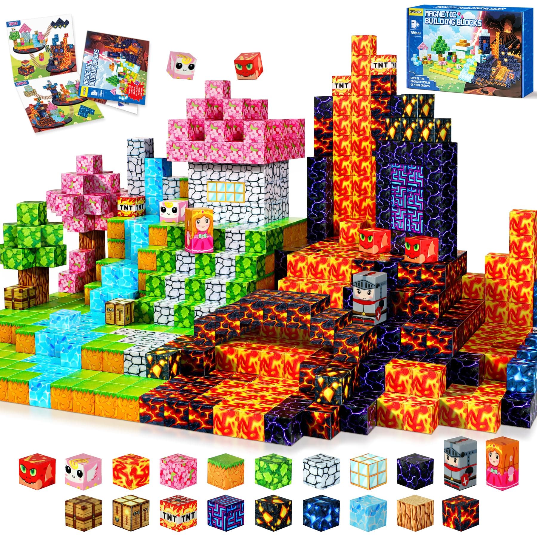 Magnetische Bausteine, 150 Teile Magnetbausteine ab 4 Jahre, Magnetische Bauwelt Halloween Spielzeug Magnetblöcke für Kinder ab 3 4 5 6 7 8 9 Jahre Verstaubare Angebot bei HelloDeals