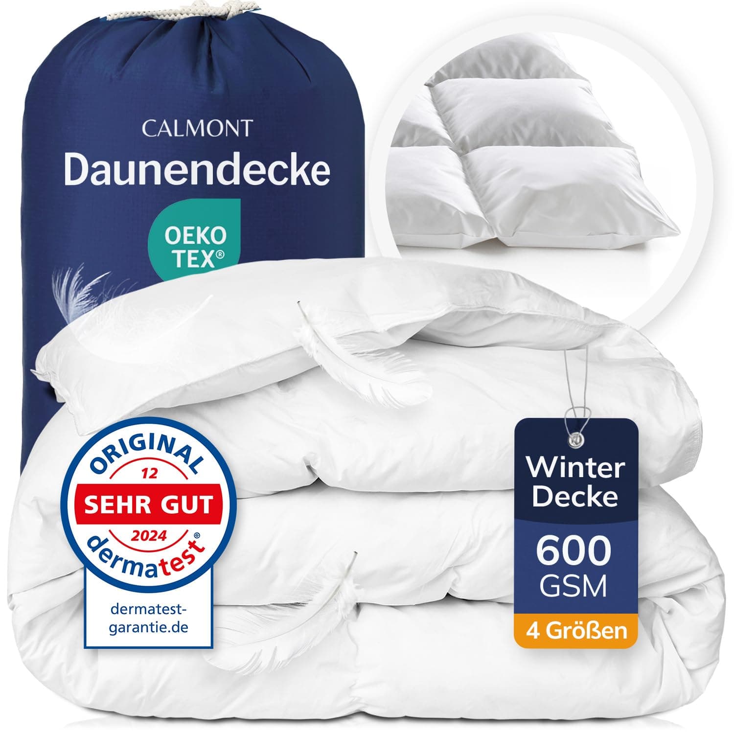 CALMONT - Daunen Bettdecke I Daunendecke 135x200 I 100% extra weiche Federn & Daunen | Fachärztlich geprüft für Allergiker | Oeko-Tex (135 x 200 cm, Warme Winterdecke) Warme Winterdecke 135 x 200 cm Angebot bei HelloDeals
