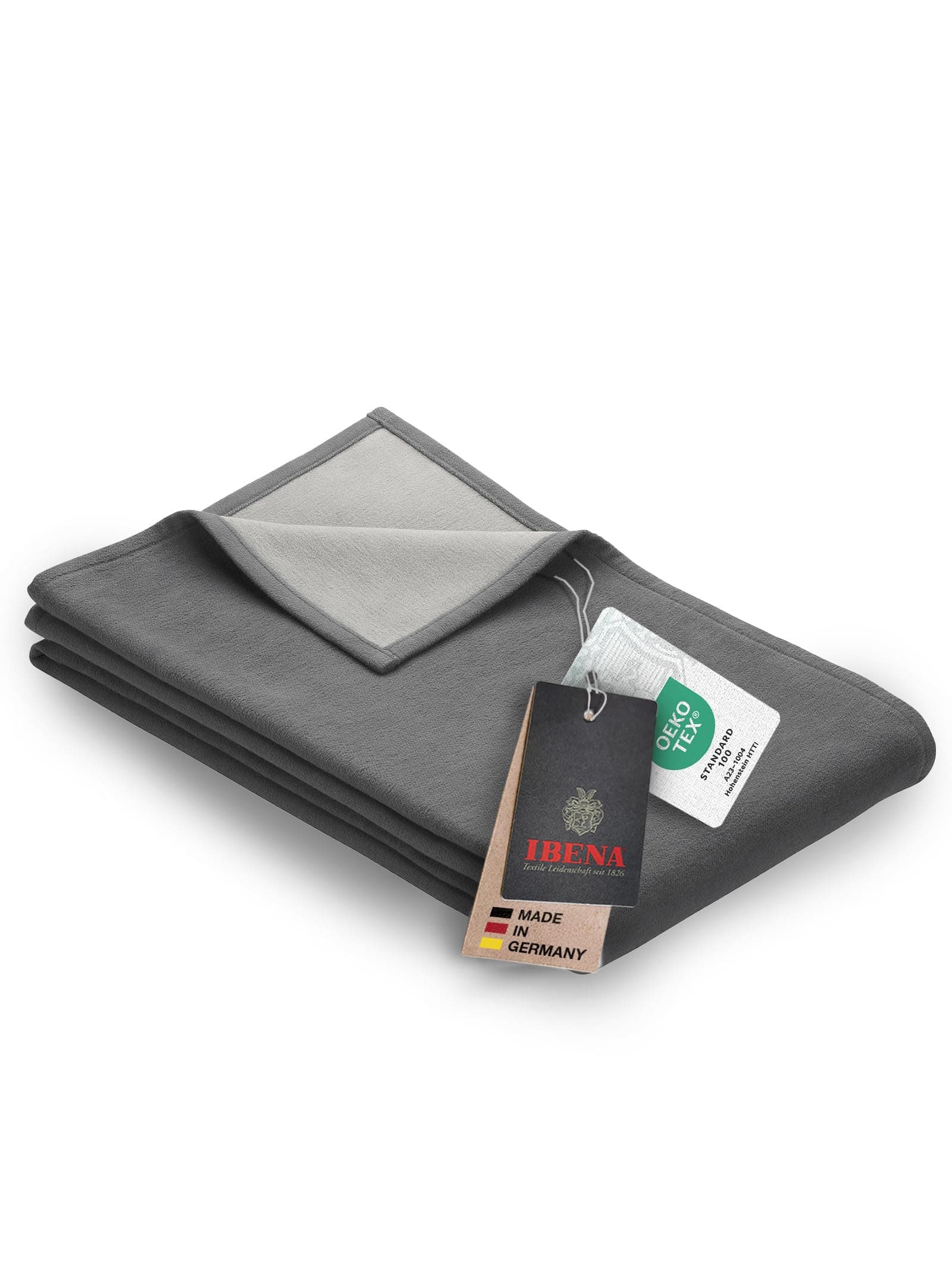 Ibena Stockholm Bio Wolldecke 140x200 cm - 100% Baumwolle, Made in Germany, Baumwolldecke grau hellgrau zweifarbig 140 x 200 cm Grau Angebot bei HelloDeals