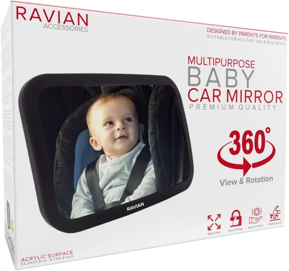 Babyautospiegel für den Rücksitz - Sicherster Autositzspiegel mit kristallklarer Sicht, unzerbrechlicher, verstellbarer Rückspiegel für kleine Kinder, mit LKW 1 Stück Angebot bei HelloDeals