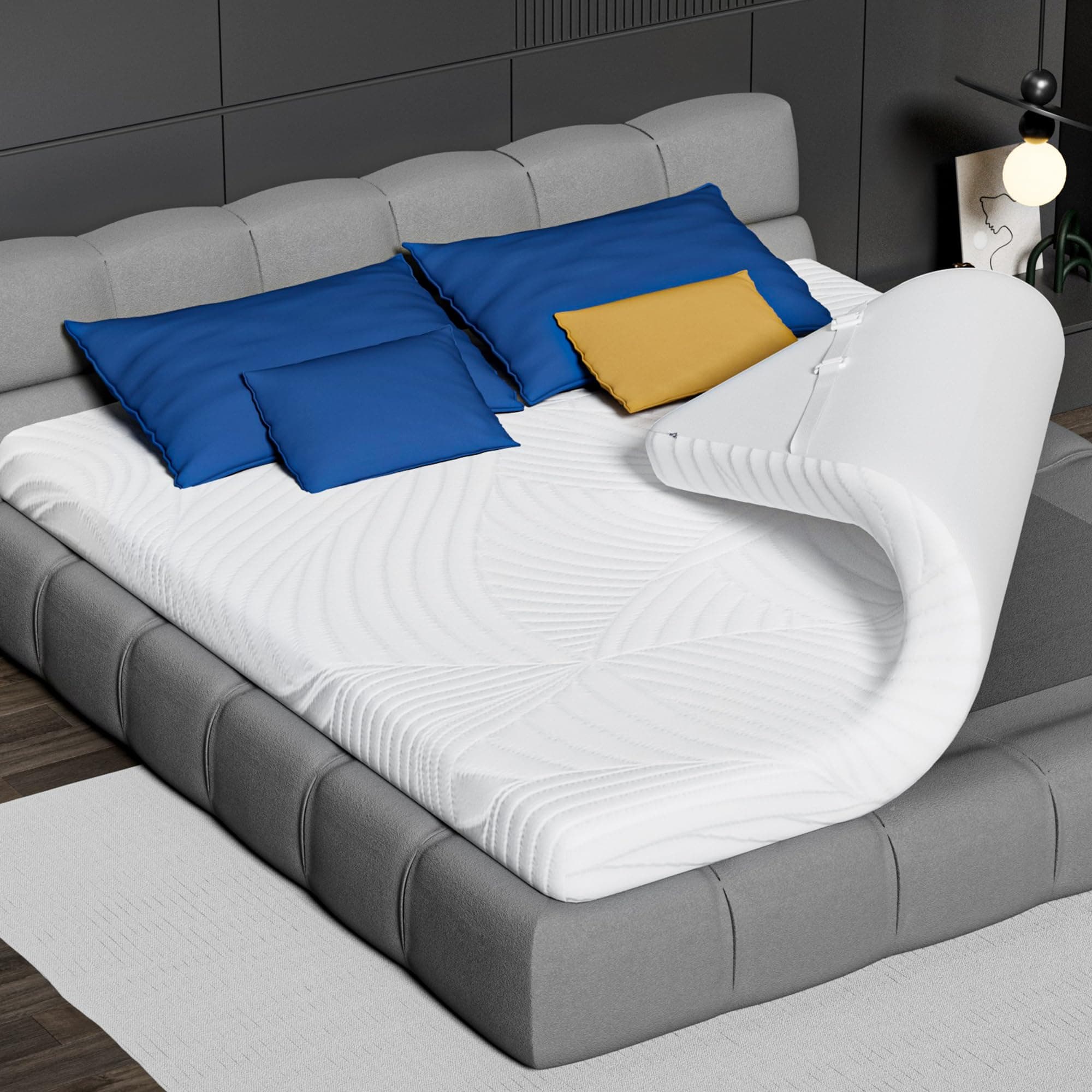 Matratzentopper 160x200cm Memory Foam - Bequeme Matratzen Topper 5cm Visco-Schaum Ergonomische Unterstützung für Boxspringbett Wohnmobil Schlafsofa Antirutsch-Bänder, CertiPUR-US & Öko-Tex 160x200x5 cm Weiß Angebot bei HelloDeals