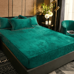 Luofanfei Warme Spannbettlaken 90x200 cm Dunkelgrün Winter Plüsch Boxspringbett Frottee Bettlaken 90x200cm Samt Grün Weich Spannbetttuch Uni Muster Set Leintuch für Hohe Matratze Steghöhe 25-30cm Dunkelgrün 90X200x30cm Angebot bei HelloDeals