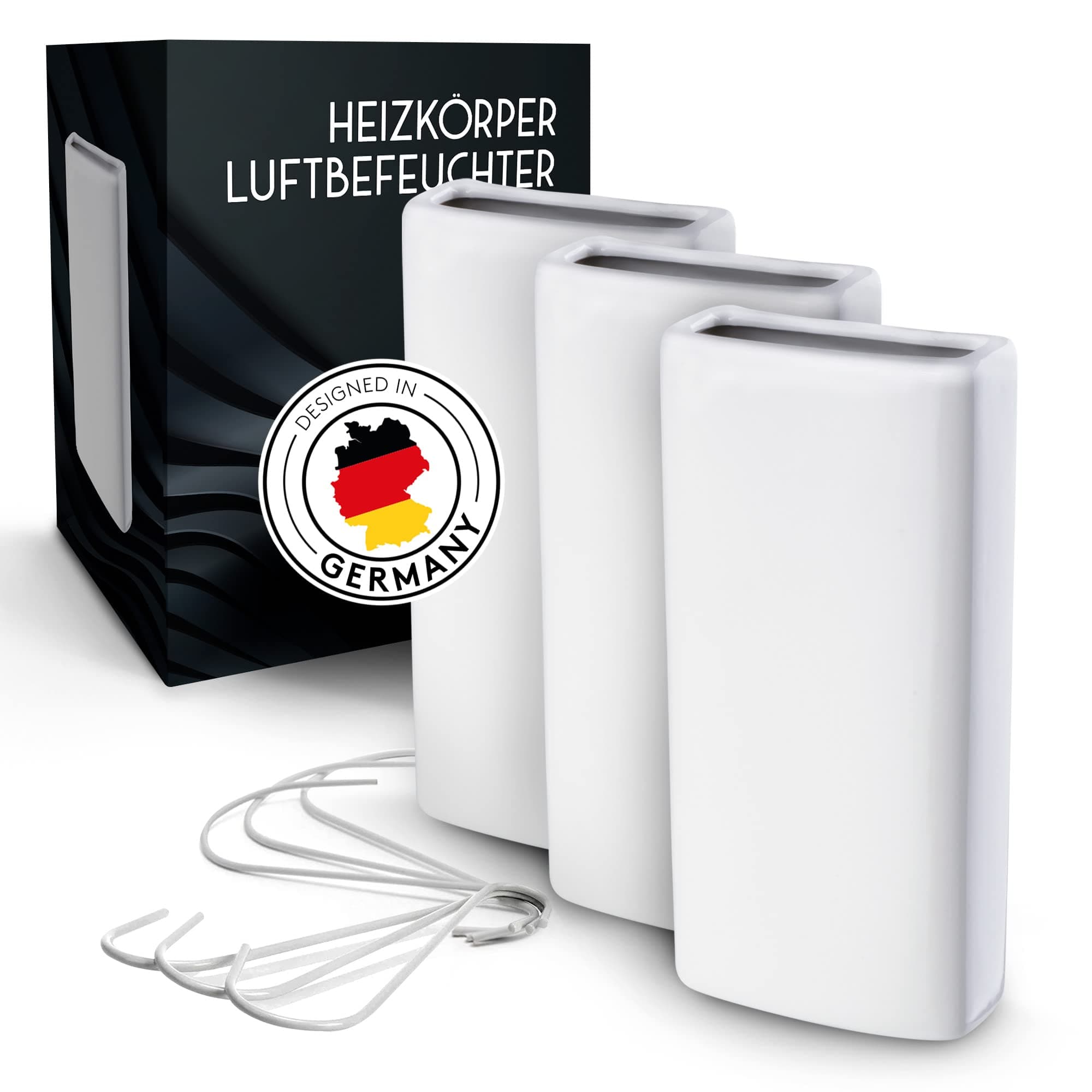 Keramik Heizkörper Luftbefeuchter [3 Stück] - Universelle Luftbefeuchter Heizkörper mit flexiblem Aufhängehaken - Nachhaltiger Luftbefeuchter Heizung [passend für alle Heizungen] Weiß Angebot bei HelloDeals