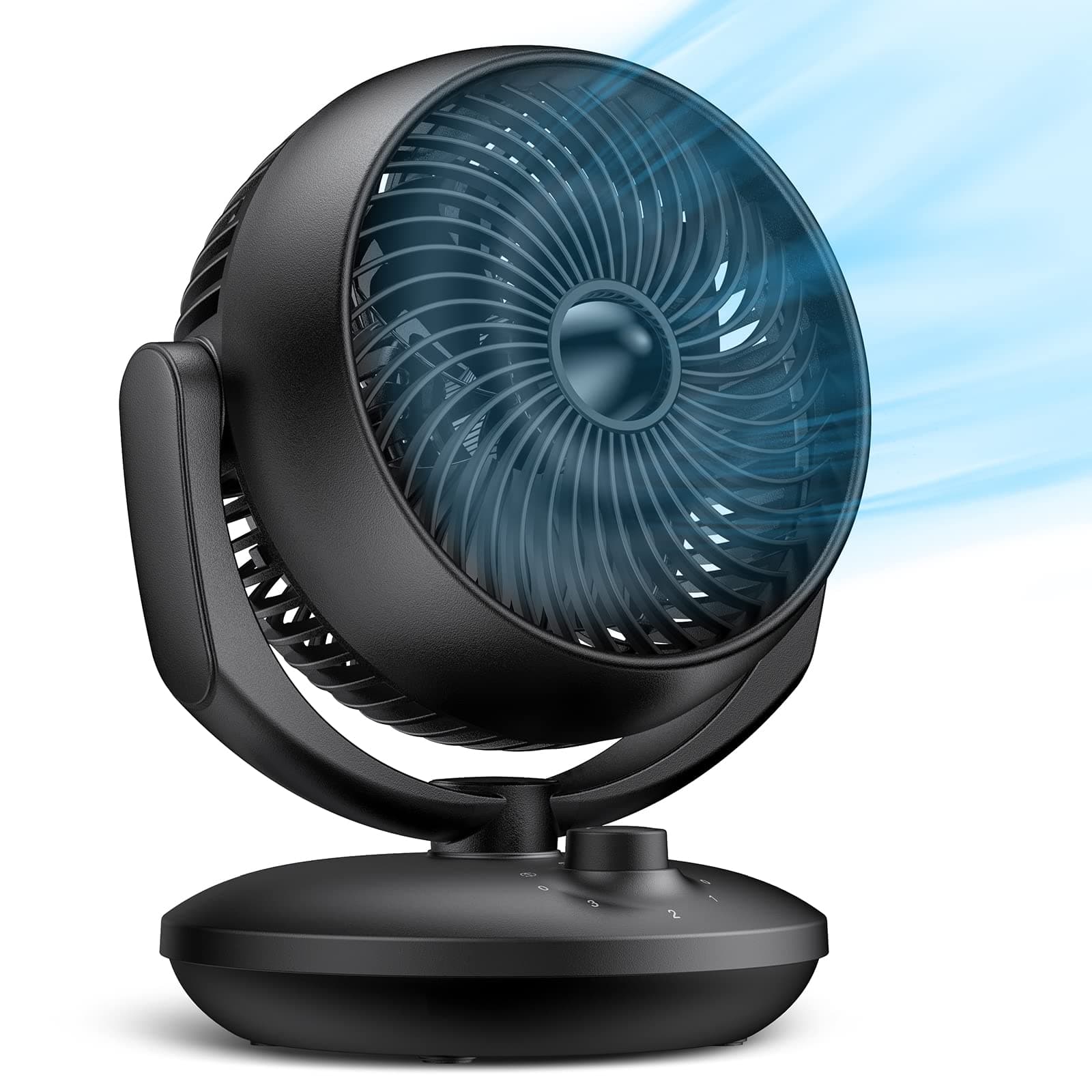 Ventilator Leise, 22dB Tischventilator sehr Leise, Fan mit 3 Geschwindigkeiten und 90° Verstellbare Neigung für 15m² Räume, Leistungsstarker 3D Turbo Ventilatoren für Büro, Schlafzimmer,Schwarz Angebot bei HelloDeals