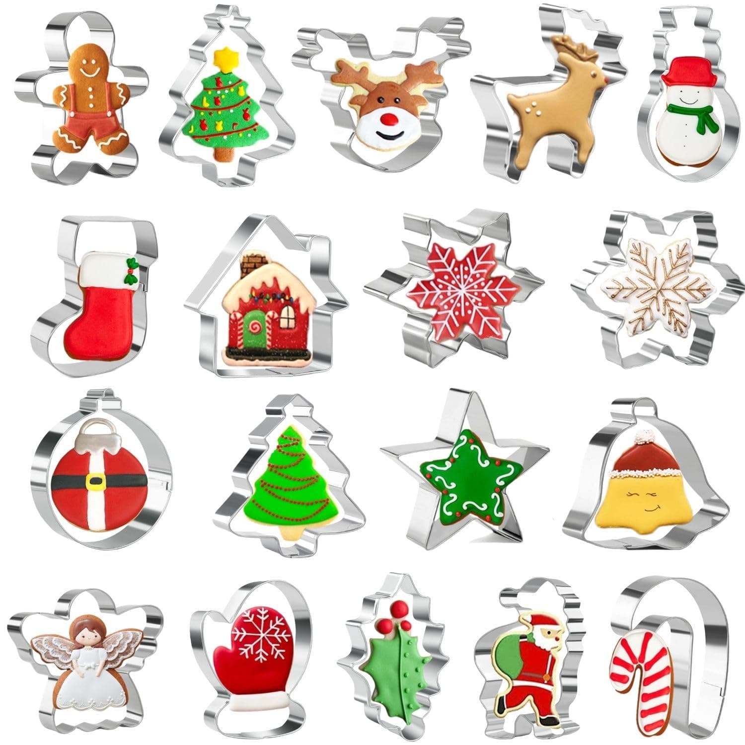 18 Stücke Weihnachten Ausstechformen Set zum Backen – Weihnachtsbaum, Schneeflocke, Lebkuchenmann, Weihnachtsmann und mehr Formen Weihnachts Ausstecher Angebot bei HelloDeals