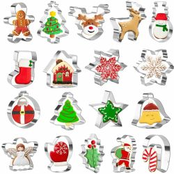 18 Stücke Weihnachten Ausstechformen Set zum Backen – Weihnachtsbaum, Schneeflocke, Lebkuchenmann, Weihnachtsmann und mehr Formen Weihnachts Ausstecher Angebot bei HelloDeals