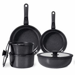 GiPP Keramik Topfset mit Abnehmbarer Griff, 11-Teilig Topf und Pfannenset mit Antihaft Beschichtet, Topfset Induktion Kochtopf Set, Backofenfest, für Alle Herdarten, PTFE/PFOA-frei, Schwarz Schwarz 11-Teilig Angebot bei HelloDeals