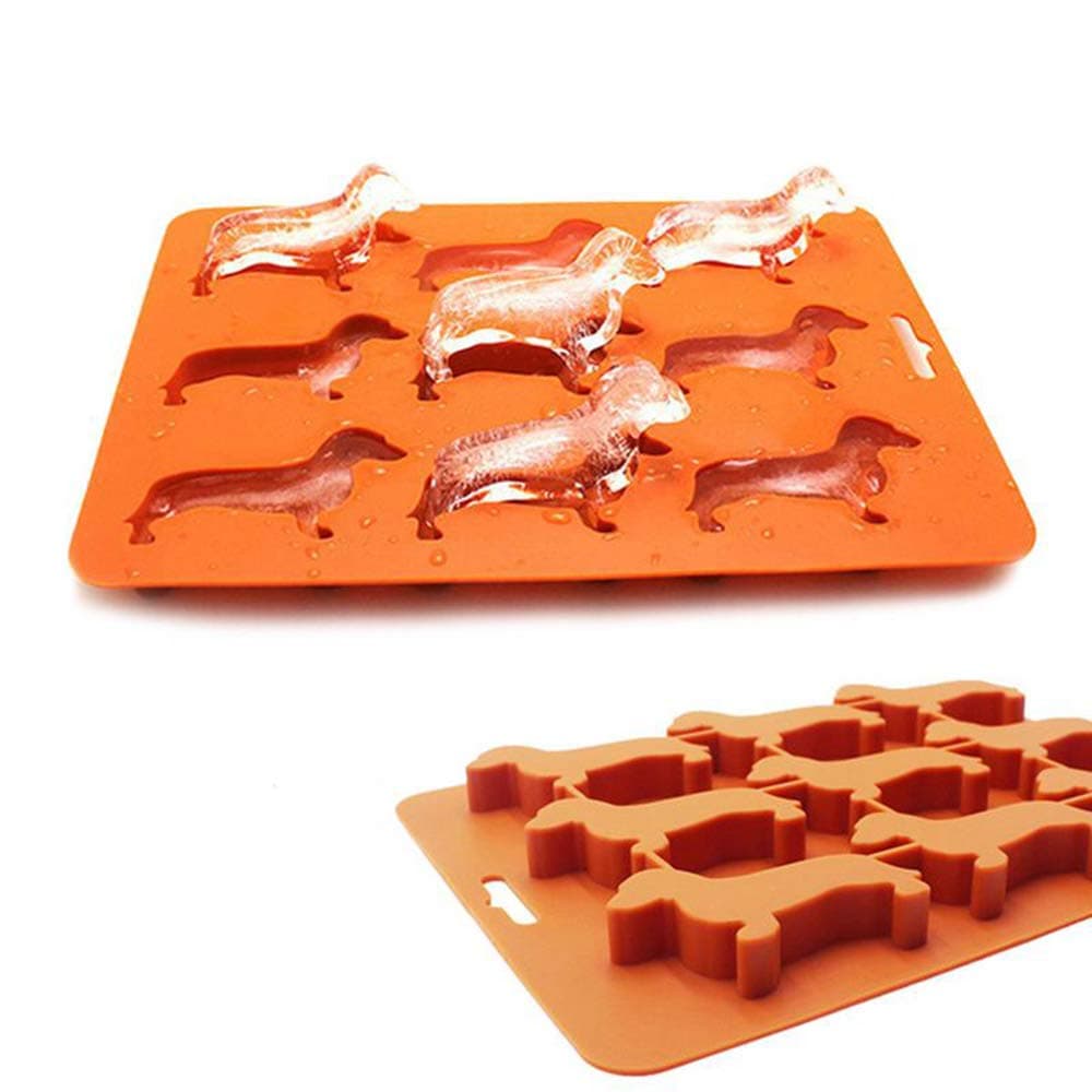 Eiswürfelform, 9 Stück Dackel Eiswürfel, Orange, Silikon, BPA-frei Angebot bei HelloDeals