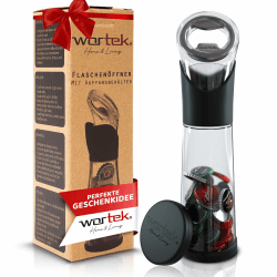 wortek Flaschenöffner mit Auffangbehälter Bieröffner Bierflaschenöffner Kronkorken Sammler Geschenk für Männer Adventskalender Ideen für Adventskalender Füllung Männer Geschenke Adventskalender Bier Schwarz Angebot bei HelloDeals