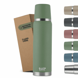 Campo Libre. Jaco® Thermoskanne 1L, 750ml, 500ml I Thermos mit Becher I Unsere Thermosflasche mind. 24h heiß I Isolierkanne mit Doppelwandisolierung ist zu 100% auslaufsicher & recycelter Edelstahl Moos Green 1000 ml Angebot bei HelloDeals
