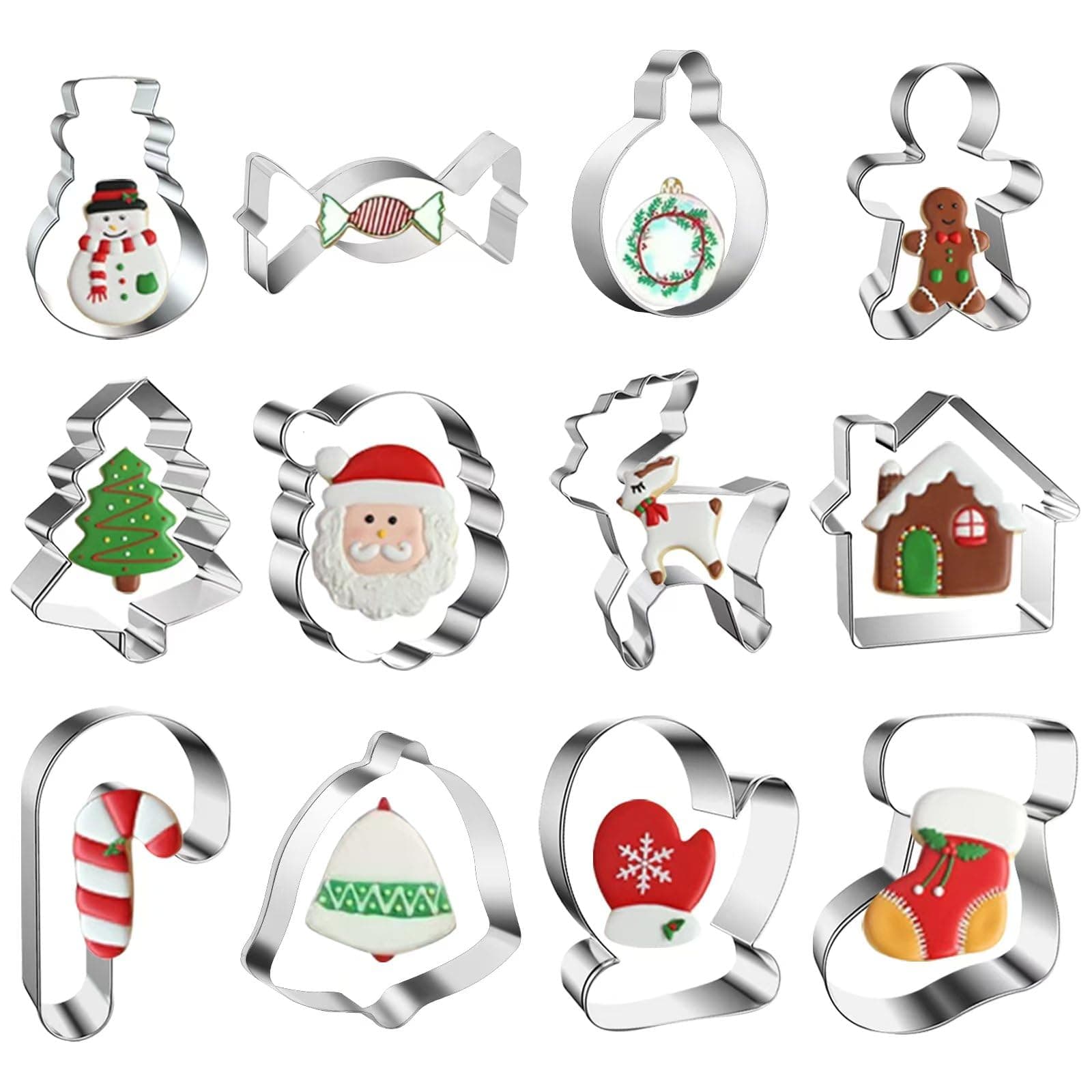Ausstechformen Weihnachten Set 12 Stück, Plätzchen Ausstecher Aus Edelstahl Metall, Ausstechform Fondant Keksausstecher Weihnachten Plätzchenausstecher Keksformen für Tortendeko Fondant Kekse Backen Weihnachten 12 Stück Angebot bei HelloDeals