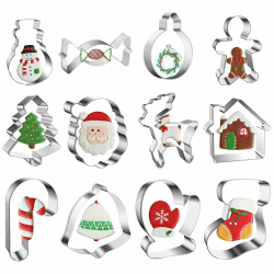 Ausstechformen Weihnachten Set 12 Stück, Plätzchen Ausstecher Aus Edelstahl Metall, Ausstechform Fondant Keksausstecher Weihnachten Plätzchenausstecher Keksformen für Tortendeko Fondant Kekse Backen Weihnachten 12 Stück Angebot bei HelloDeals