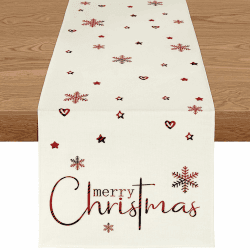 YCOLL Weihnachtsdeko Tisch Tischläufer Weihnachten Tischläufer Beige Winter Wasserabweisend Modern Weihnachtstischläufer für Drinnen und Draußen Party Küche Esstisch Dekoration Beige 40 x 140 cm, 1 Stück Angebot bei HelloDeals