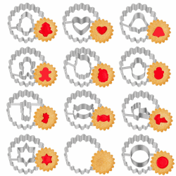 Ausstechformen Weihnachten Ausstecher 12 Stück, Nifogo Linzer Ausstecher, Keksausstecher zum Backen von Plätzchen, Weihnachtsbaum, Lebkuchenmannformen 12 Stück Weihnachten Angebot bei HelloDeals