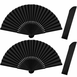 2 Stück Handfächer, Schwarz Faltbare Fächer, Rave Fächer, Chinesische Fächer, Faltbar Handfächer Klein für Festival, Party, DIY Dekoration, Leistung, Tanz Angebot bei HelloDeals