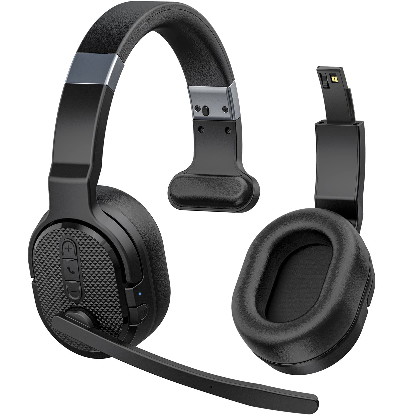 Bluetooth Headset mit Mikrofon, 50 Std. Akkulaufzeit Wireless Headset Kabellos, Bluetooth Kopfhörer mit Mikrofon und abnehmbare Ohrkissen, Noise Cancelling Kopfhörer mit Stummschalt-Taste Angebot bei HelloDeals