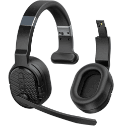 Bluetooth Headset mit Mikrofon, 50 Std. Akkulaufzeit Wireless Headset Kabellos, Bluetooth Kopfhörer mit Mikrofon und abnehmbare Ohrkissen, Noise Cancelling Kopfhörer mit Stummschalt-Taste Angebot bei HelloDeals